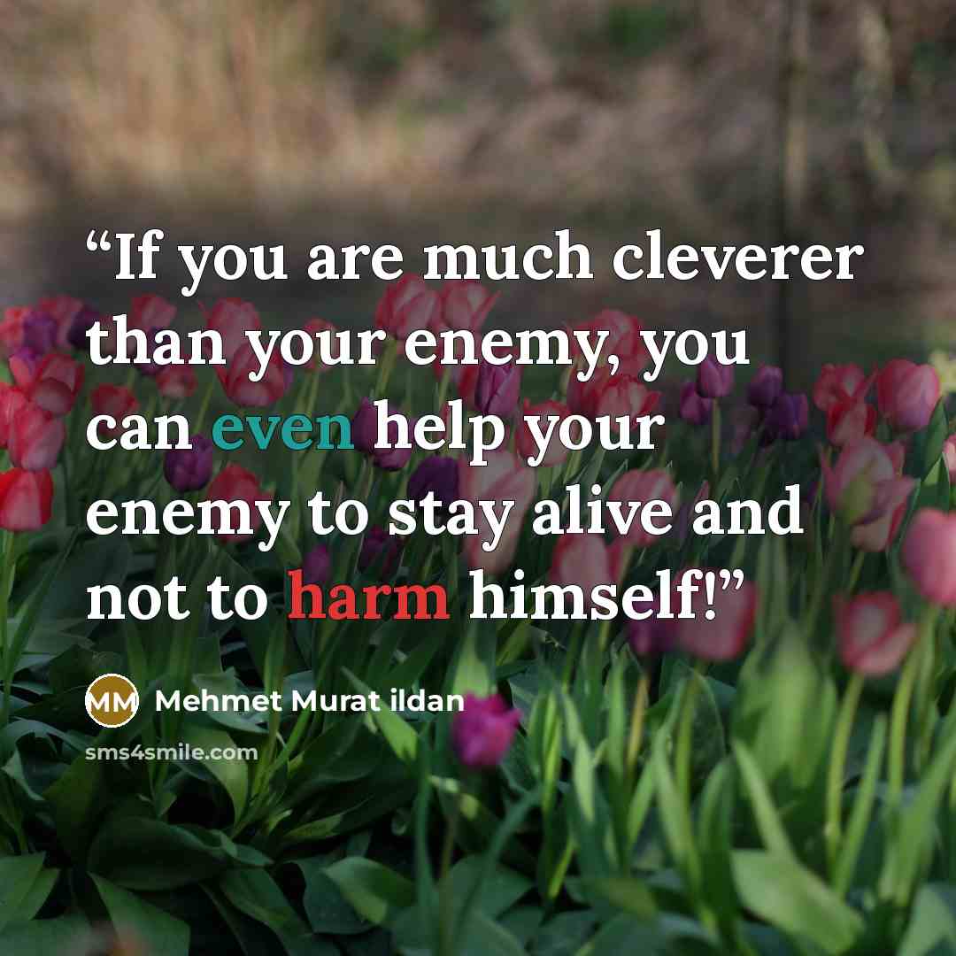 “If you are much cleverer than your enemy, you can even help your enemy to stay alive and not to harm himself!” quote by Mehmet Murat ildan
