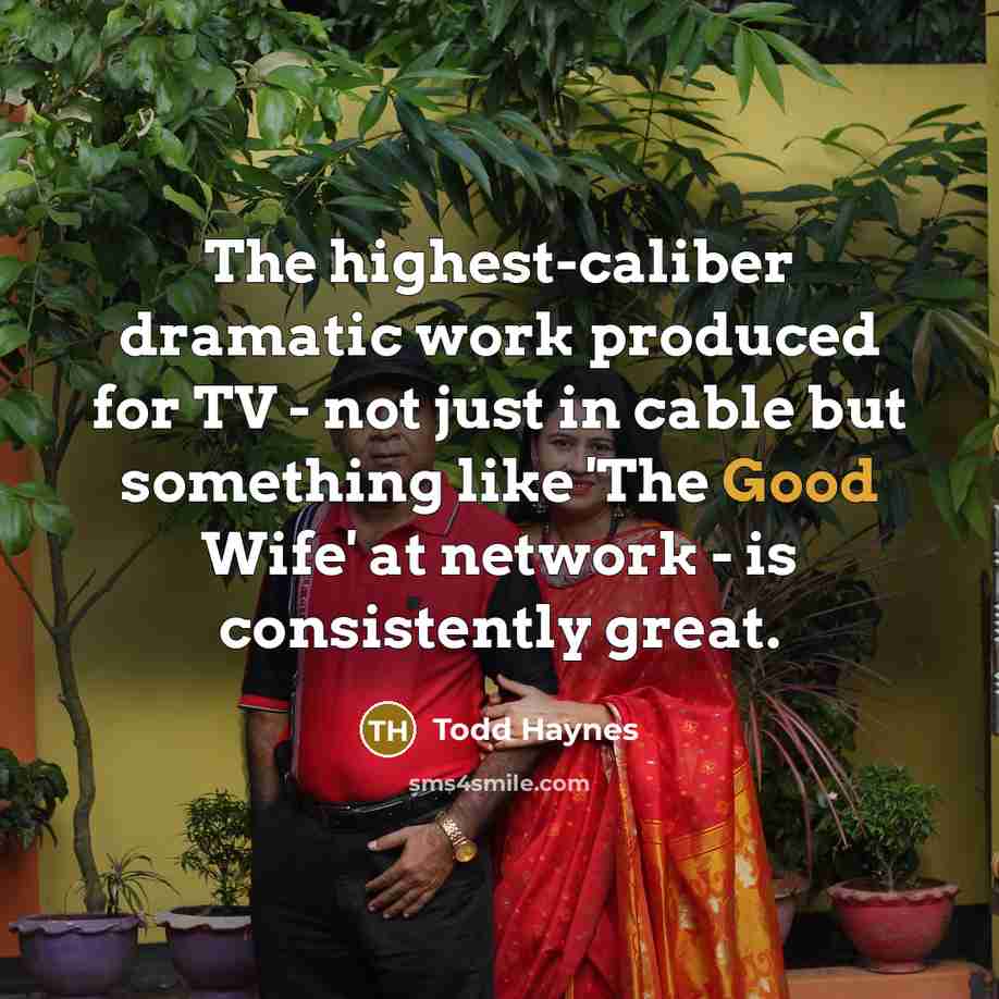“The highest-caliber dramatic work produced for TV - not just in cable but something like 'The Good Wife' at network - is consistently great.” quote by Todd Haynes