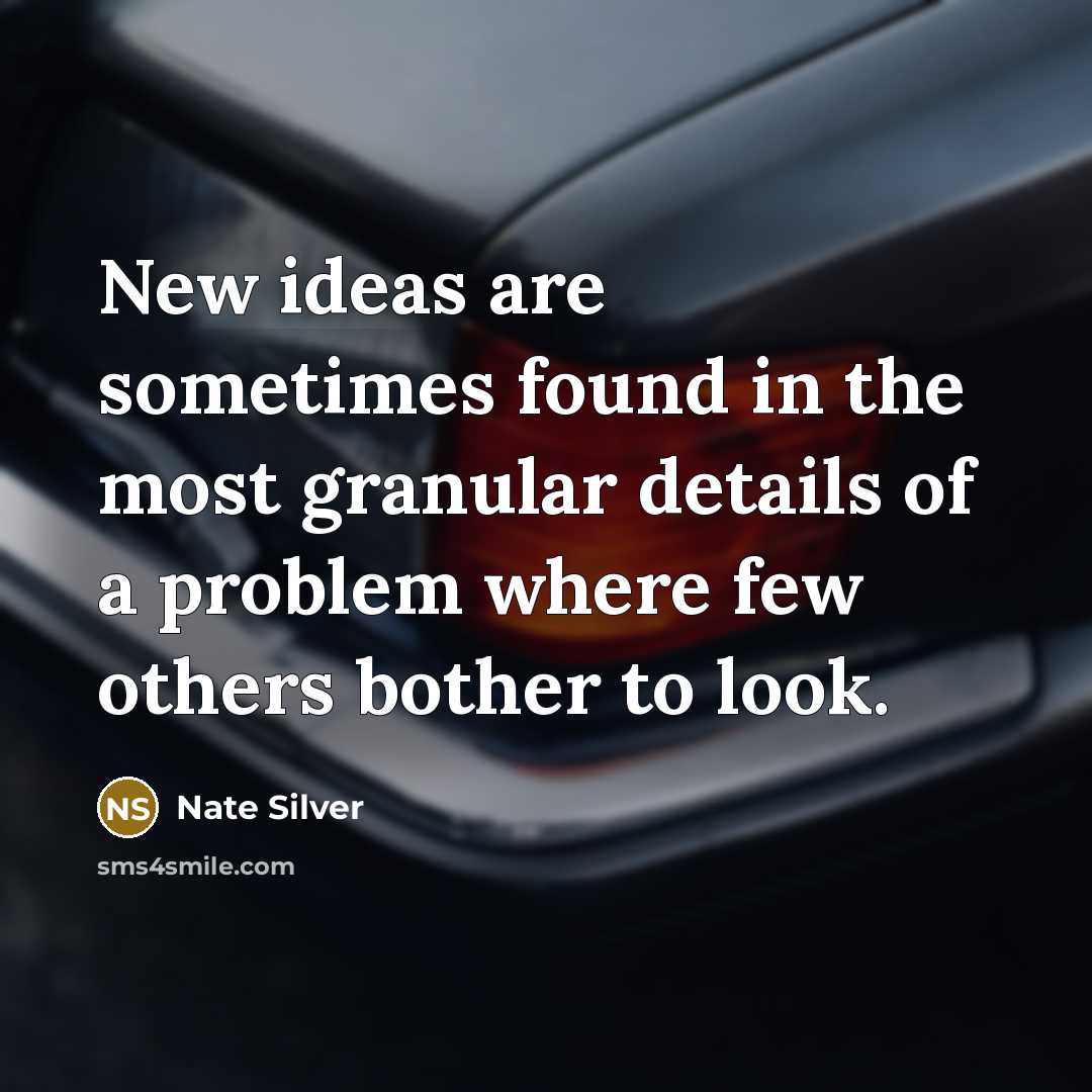 “New ideas are sometimes found in the most granular details of a problem where few others bother to look.” quote by Nate Silver