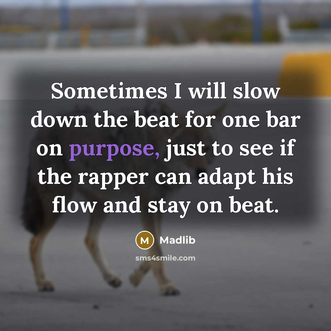 “Sometimes I will slow down the beat for one bar on purpose, just to see if the rapper can adapt his flow and stay on beat.” quote by Madlib