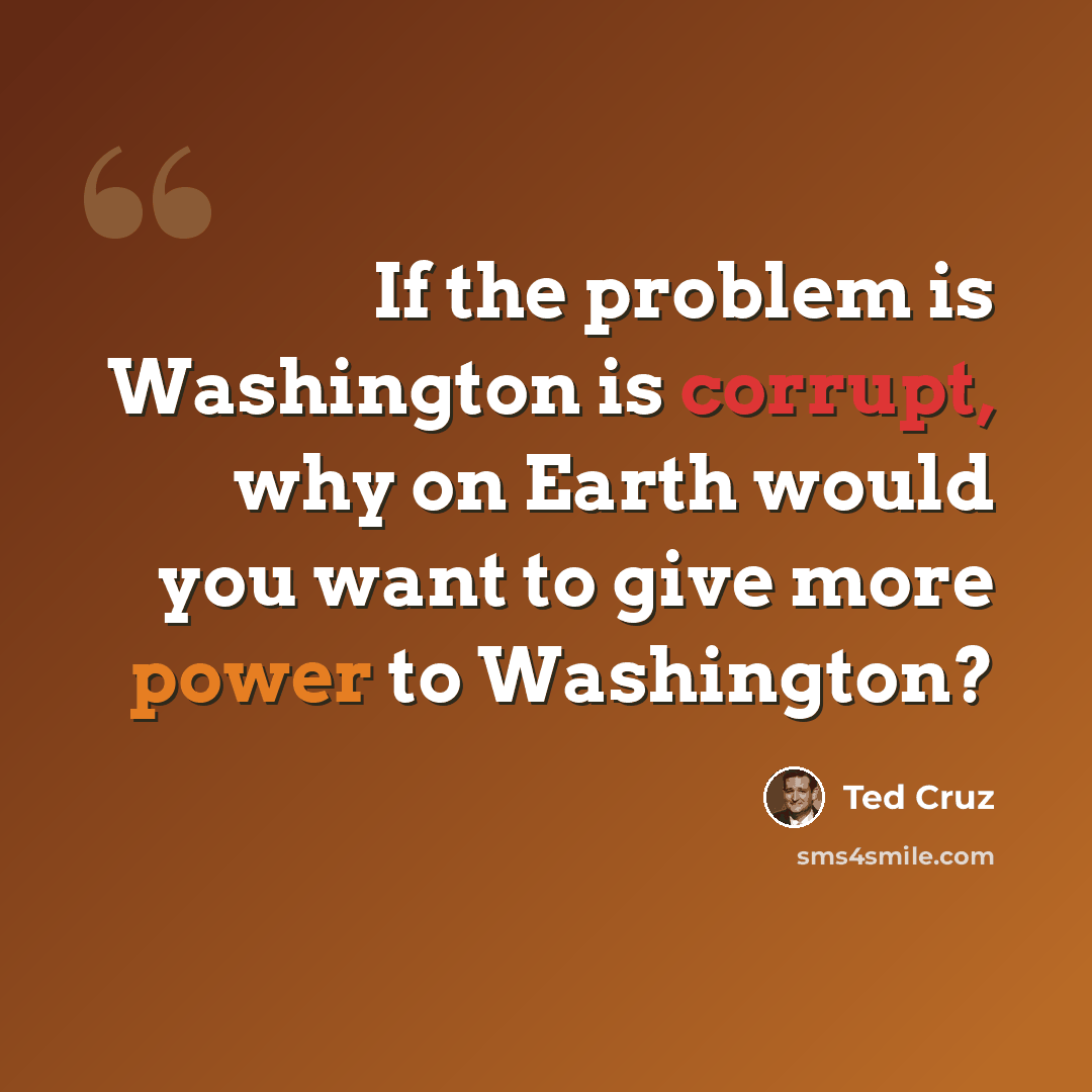 “If the problem is Washington is corrupt, why on Earth would you want to give more power to Washington?” quote by Ted Cruz