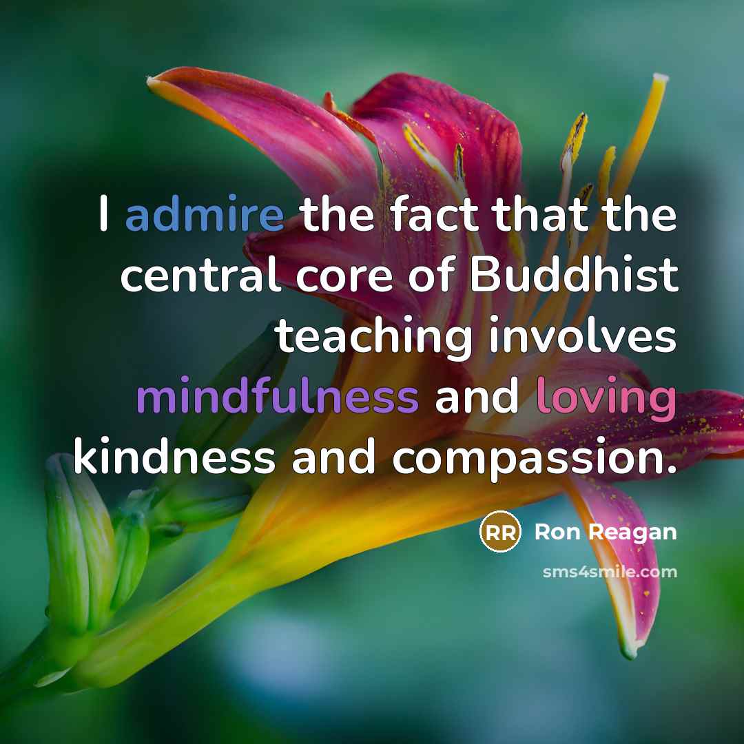“I admire the fact that the central core of Buddhist teaching involves mindfulness and loving kindness and compassion.” quote by Ron Reagan
