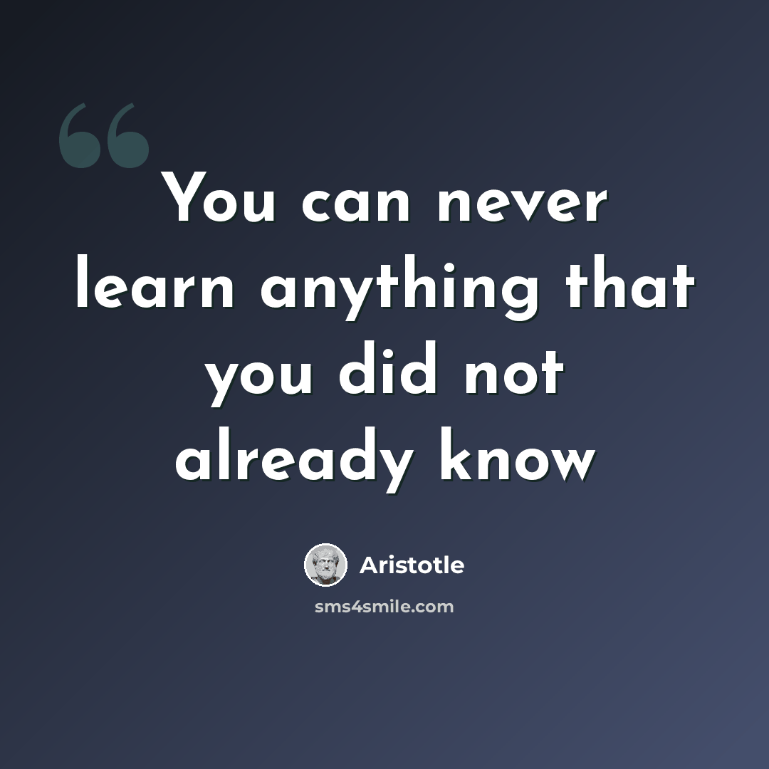 “You can never learn anything that you did not already know” quote by Aristotle