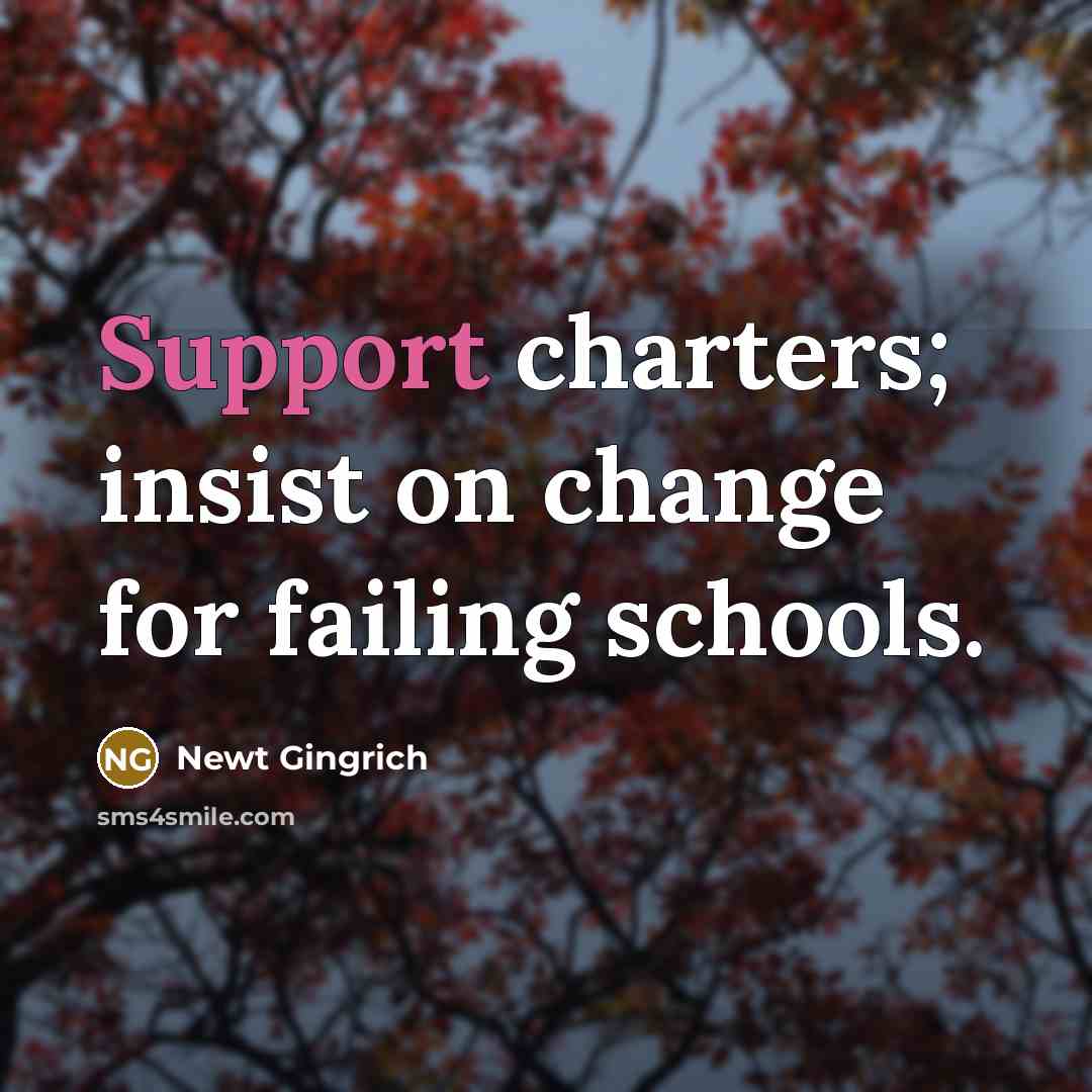 “Support charters; insist on change for failing schools.” quote by Newt Gingrich
