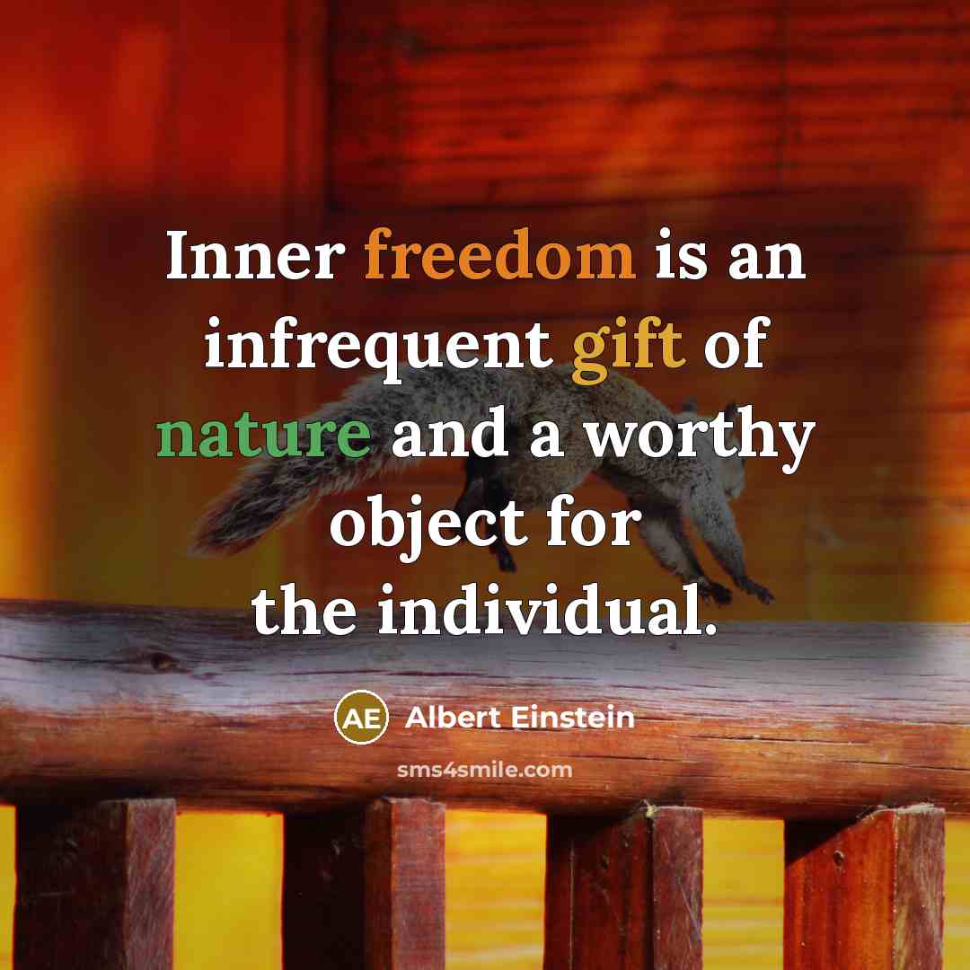 “Inner freedom is an infrequent gift of nature and a worthy object for the individual.” quote by Albert Einstein
