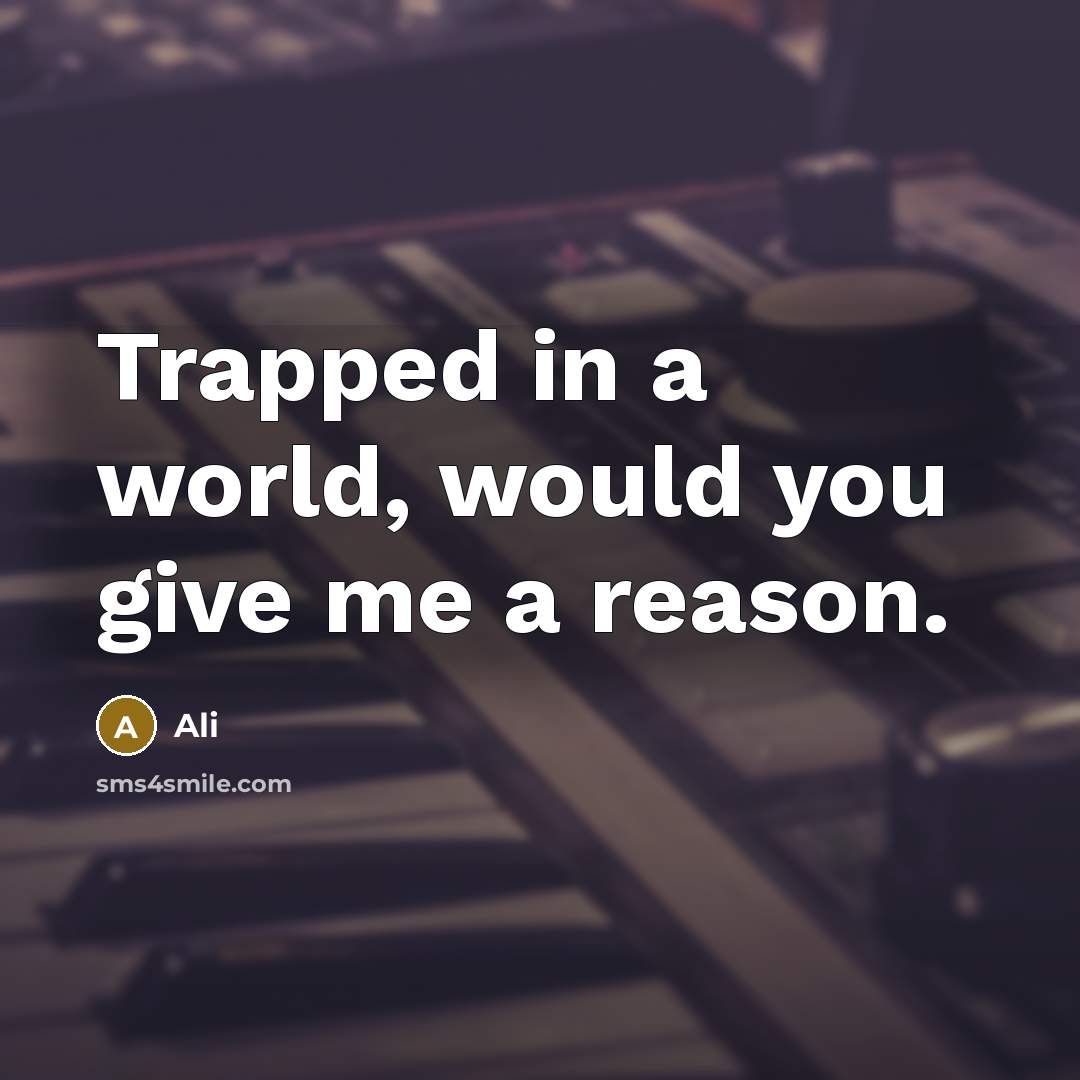 “Trapped in a world, would you give me a reason.” quote by Ali