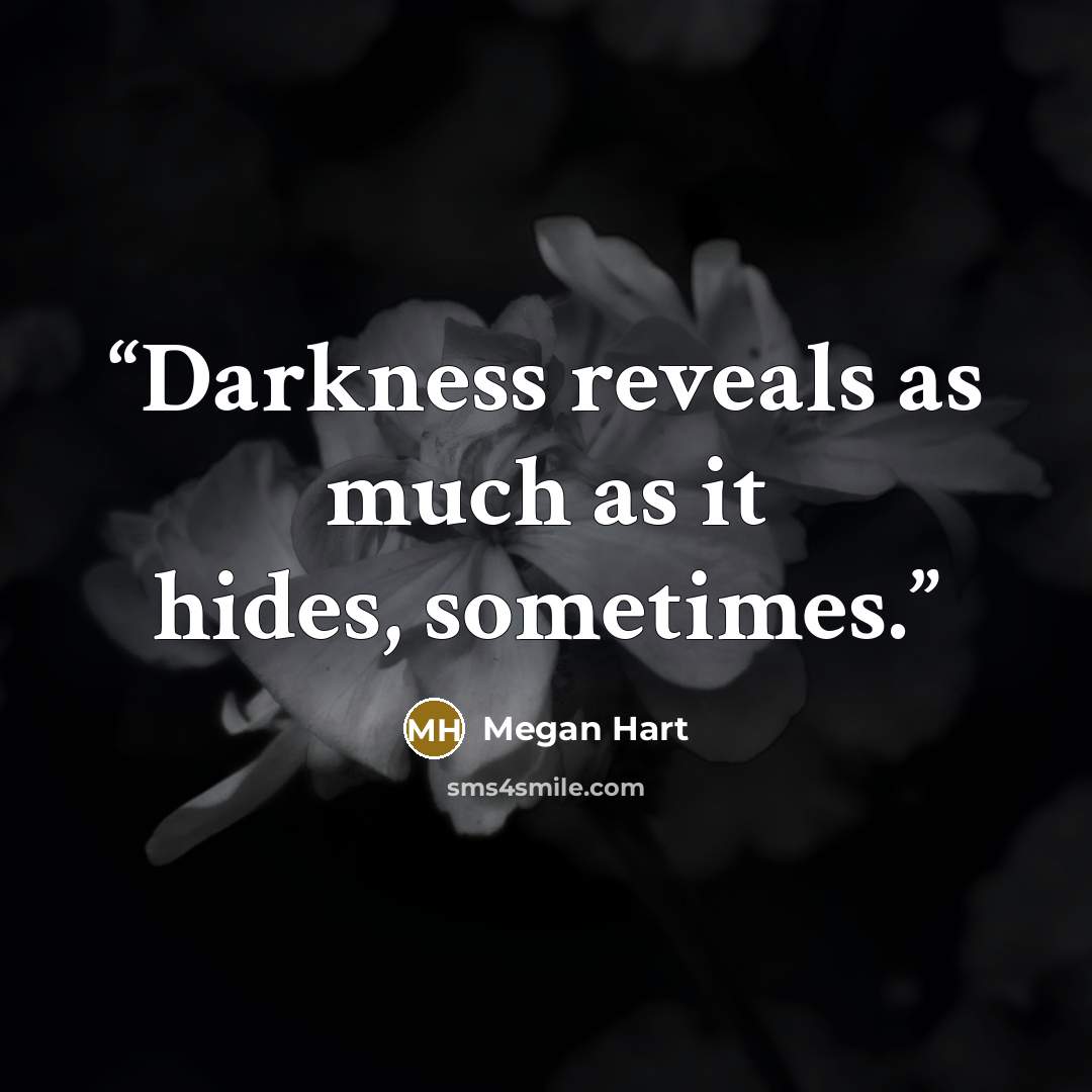 “Darkness reveals as much as it hides, sometimes.” quote by Megan Hart