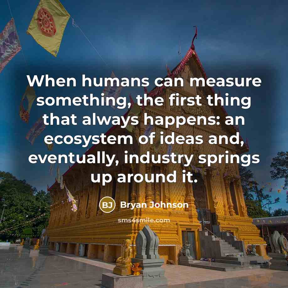 “When humans can measure something, the first thing that always happens: an ecosystem of ideas and, eventually, industry springs up around it.” quote by Bryan Johnson