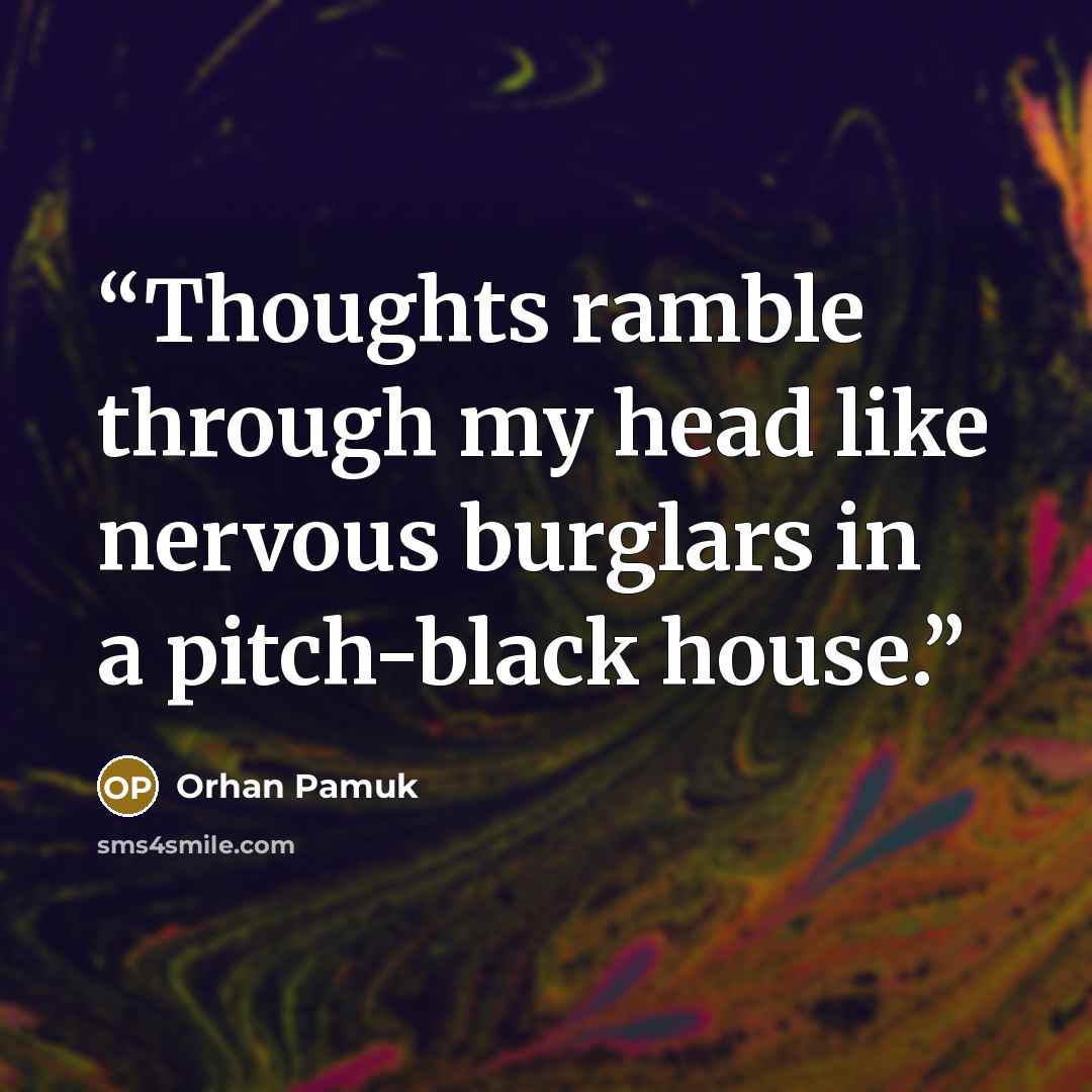 “Thoughts ramble through my head like nervous burglars in a pitch-black house.” quote by Orhan Pamuk
