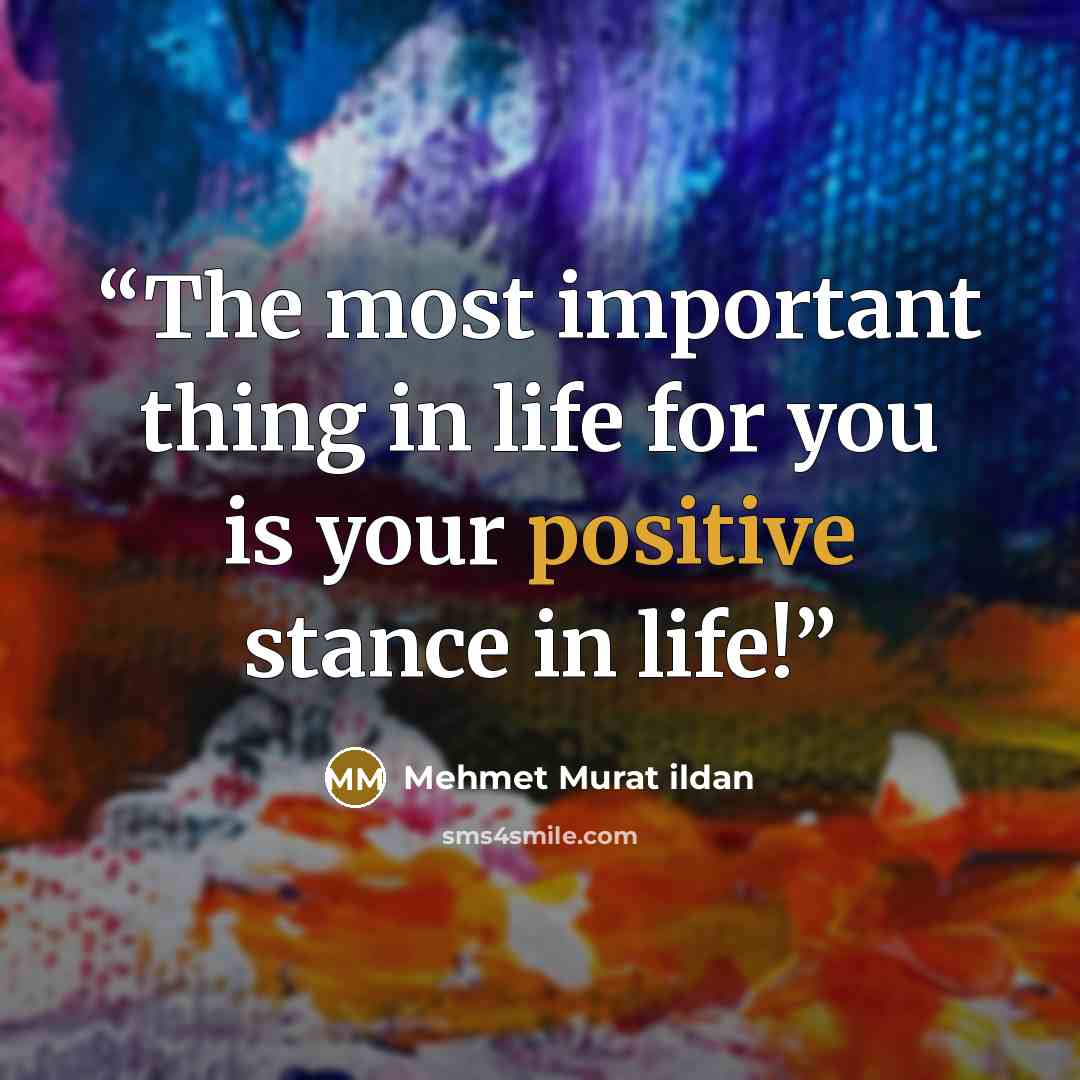 “The most important thing in life for you is your positive stance in life!” quote by Mehmet Murat ildan