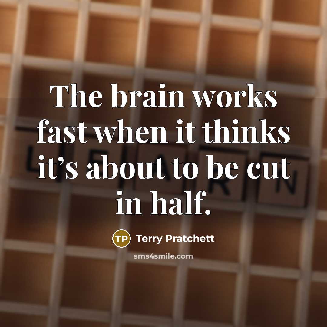 “The brain works fast when it thinks it’s about to be cut in half.” quote by Terry Pratchett