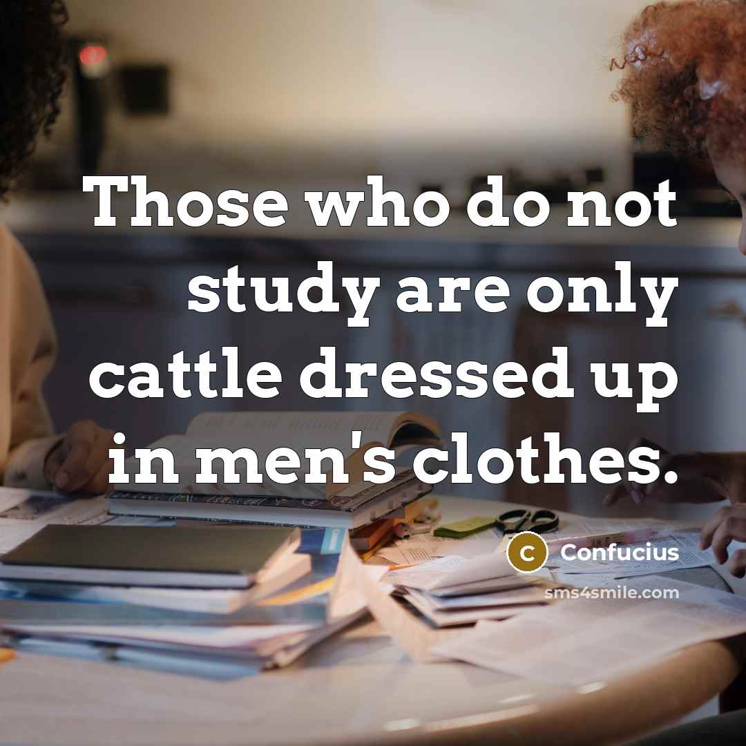 “Those who do not study are only cattle dressed up in men's clothes.” quote by Confucius
