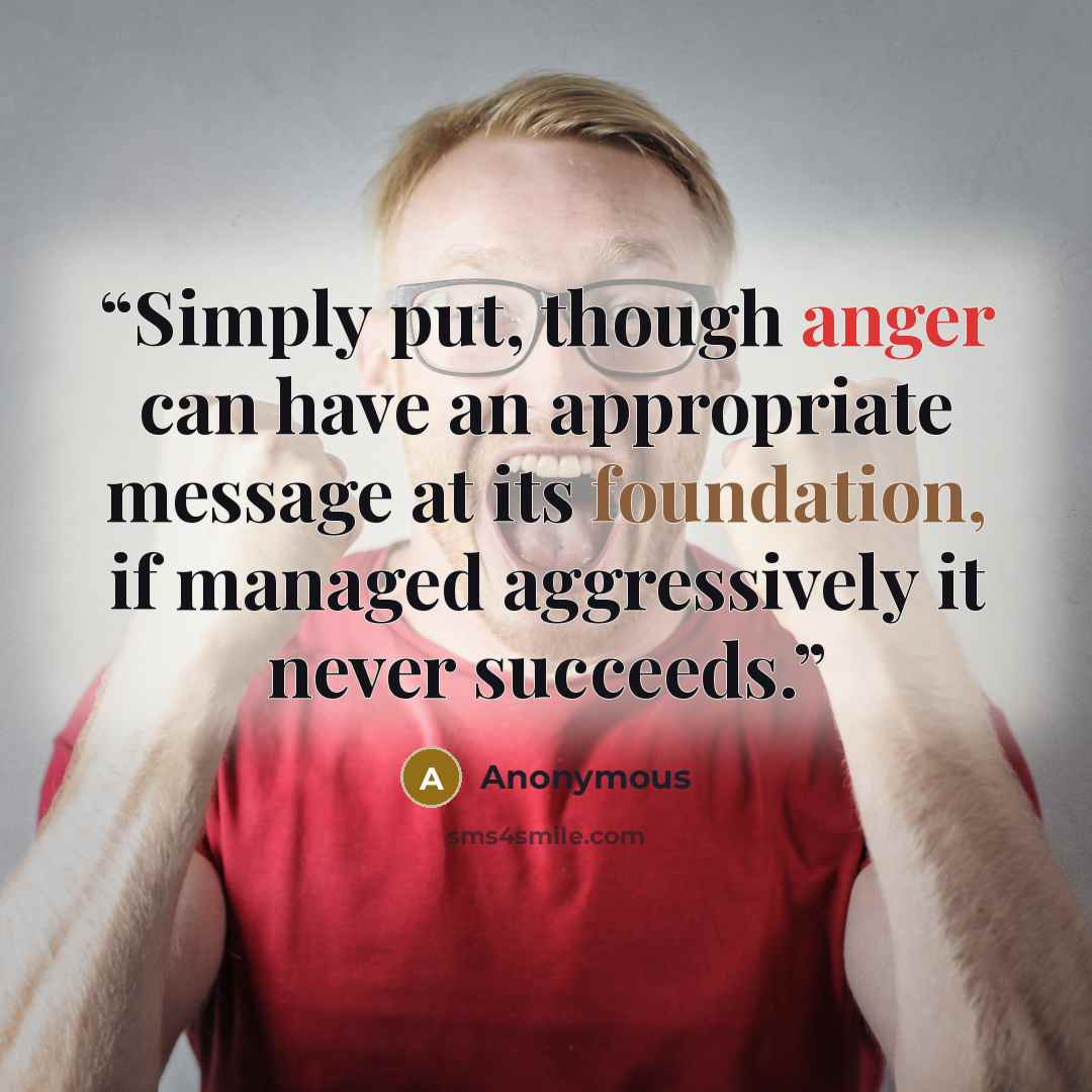 “Simply put, though anger can have an appropriate message at its foundation, if managed aggressively it never succeeds.” quote by Anonymous