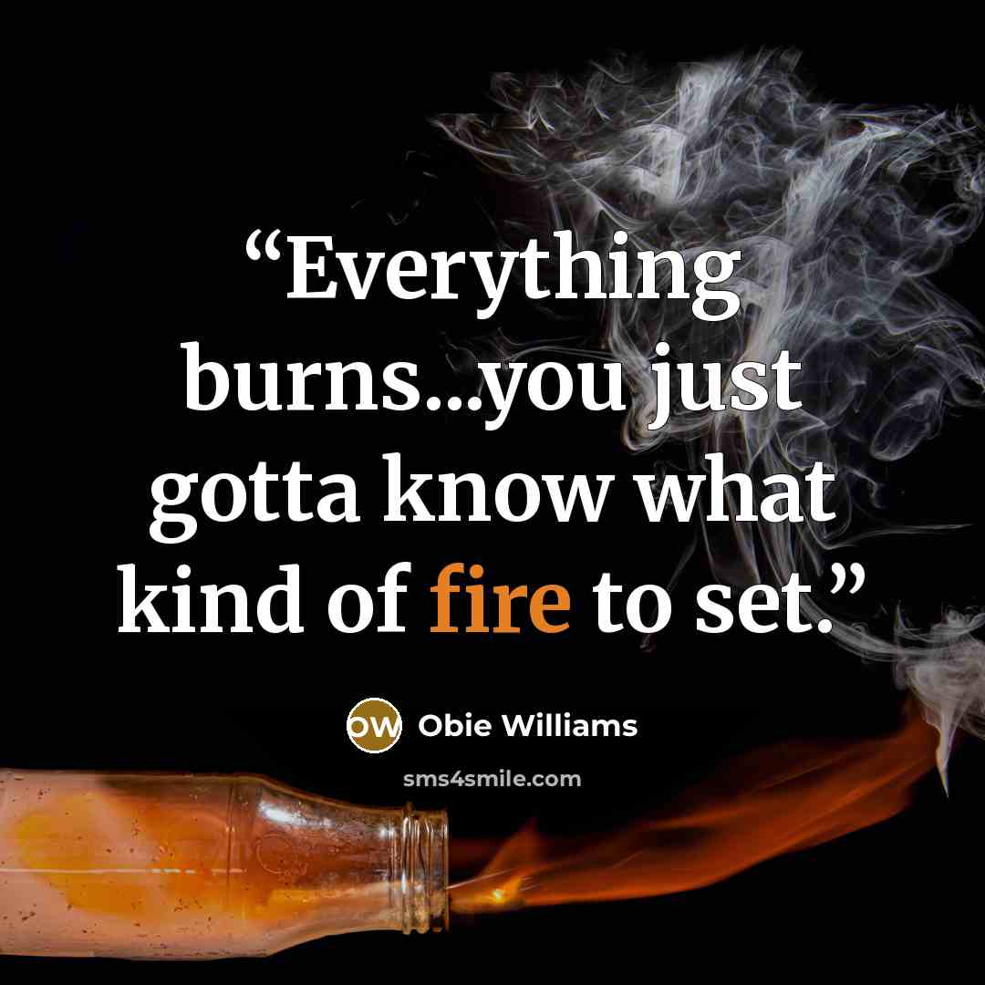 “Everything burns...you just gotta know what kind of fire to set.” quote by Obie Williams