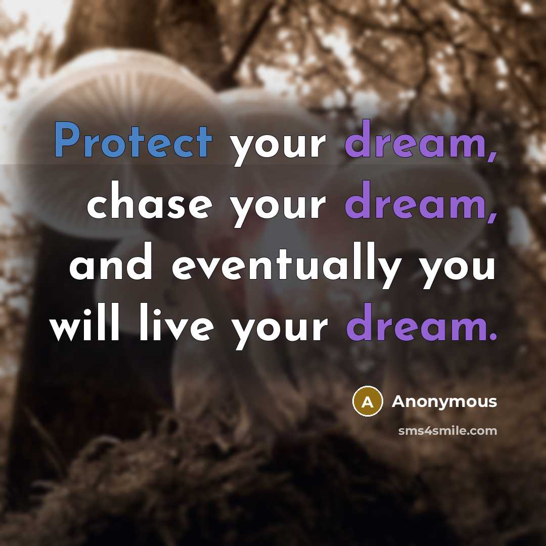 “Protect your dream, chase your dream, and eventually you will live your dream.” quote by Anonymous