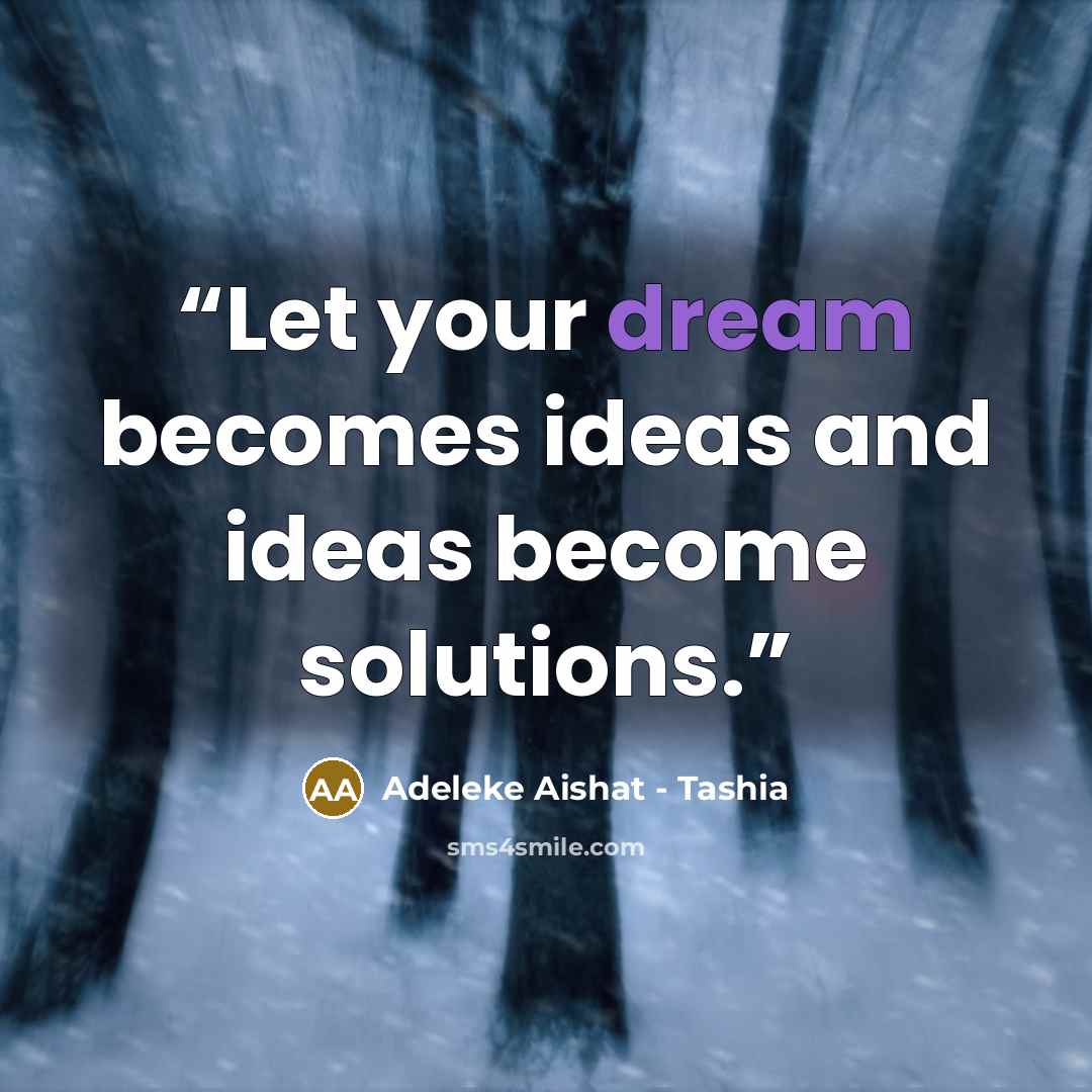 “Let your dream becomes ideas and ideas become solutions.” quote by Adeleke Aishat - Tashia