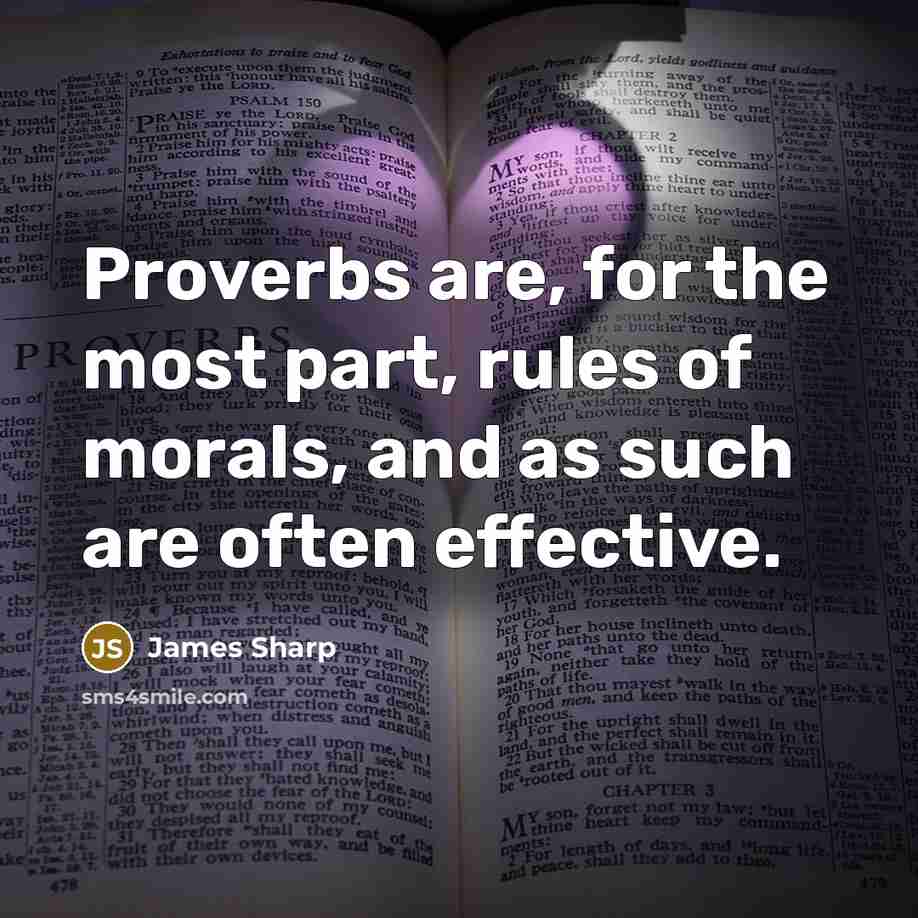 “Proverbs are, for the most part, rules of morals, and as such are often effective.” quote by James Sharp