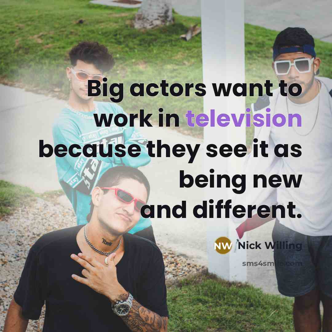 “Big actors want to work in television because they see it as being new and different.” quote by Nick Willing