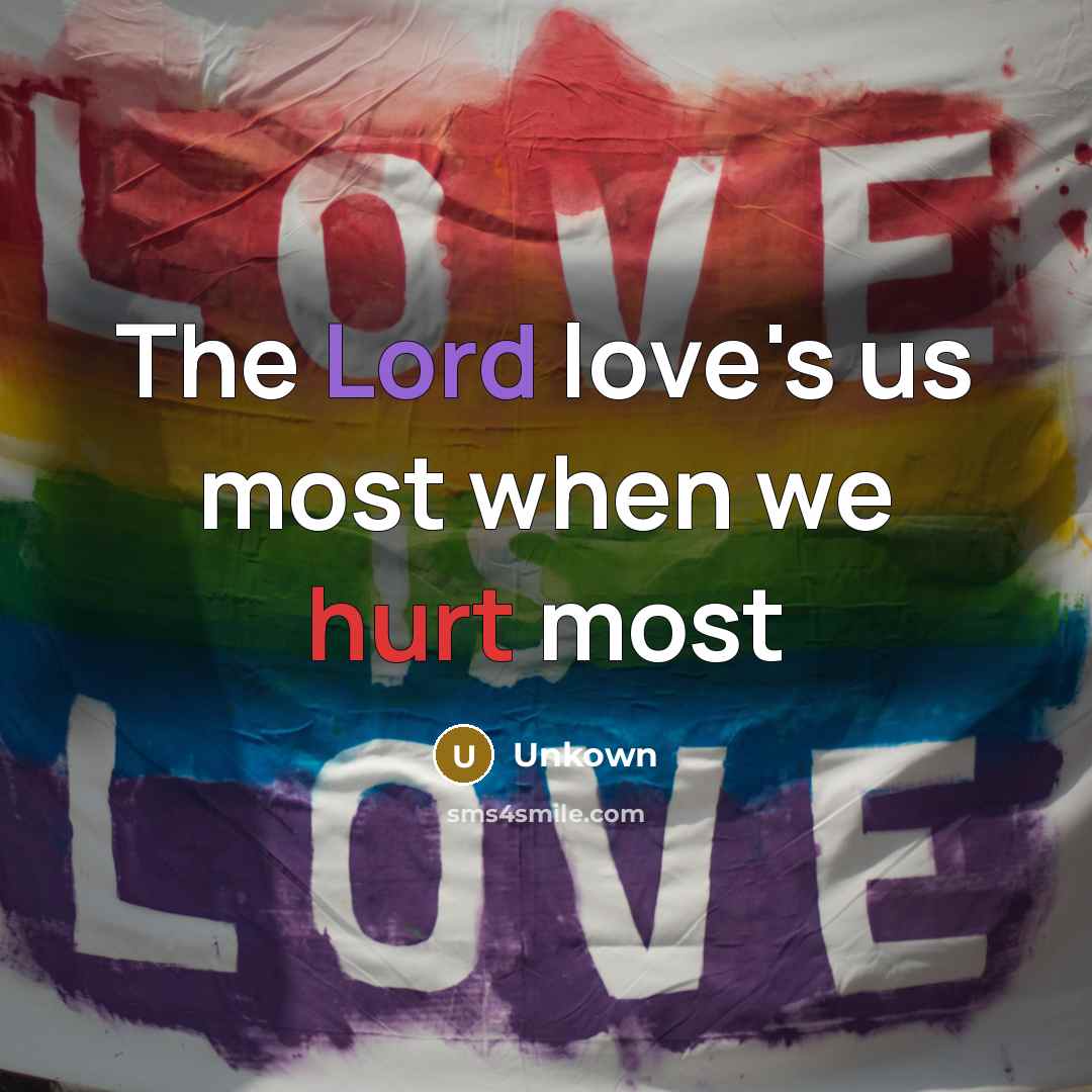 “The Lord love's us most when we hurt most” quote by Unkown