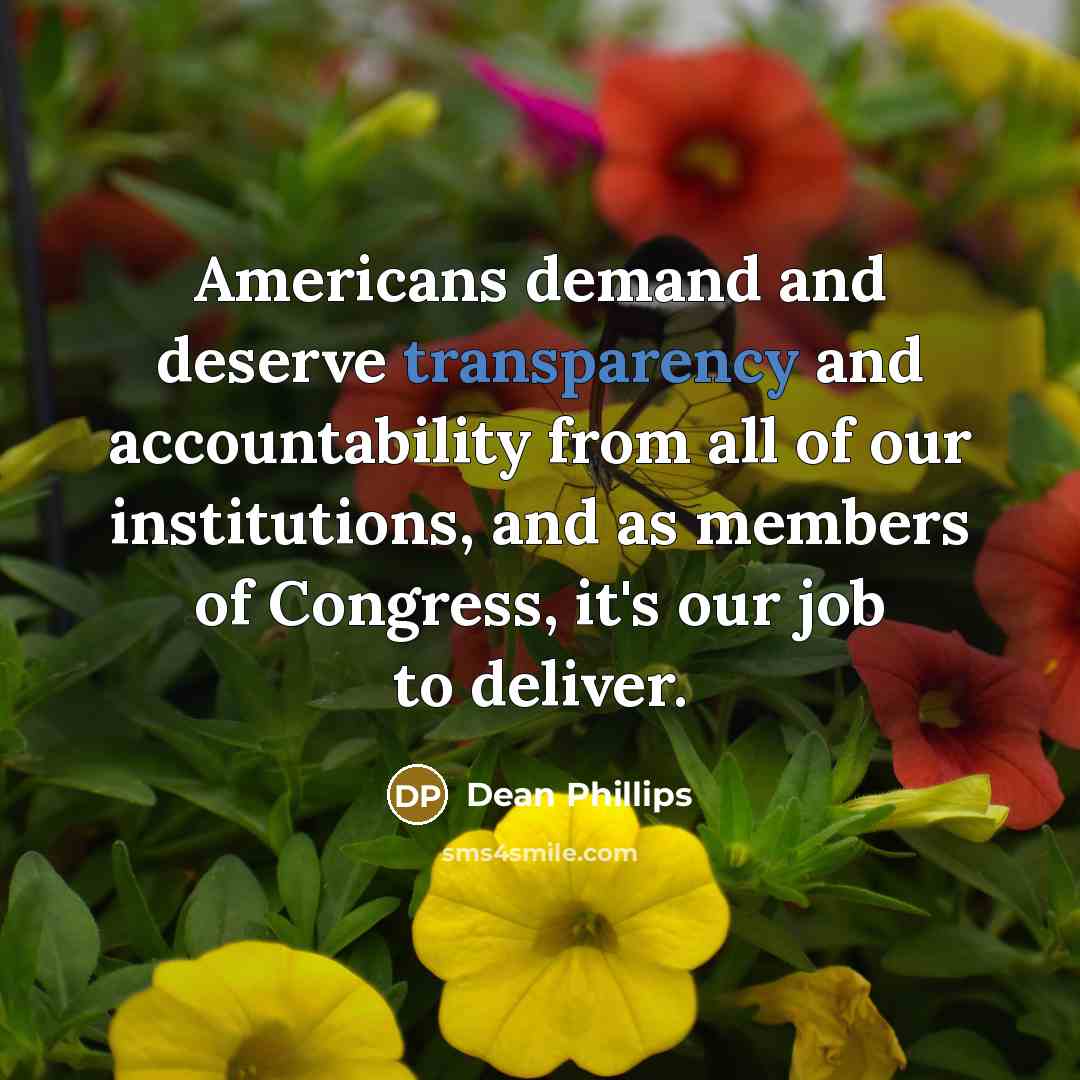 “Americans demand and deserve transparency and accountability from all of our institutions, and as members of Congress, it's our job to deliver.” quote by Dean Phillips