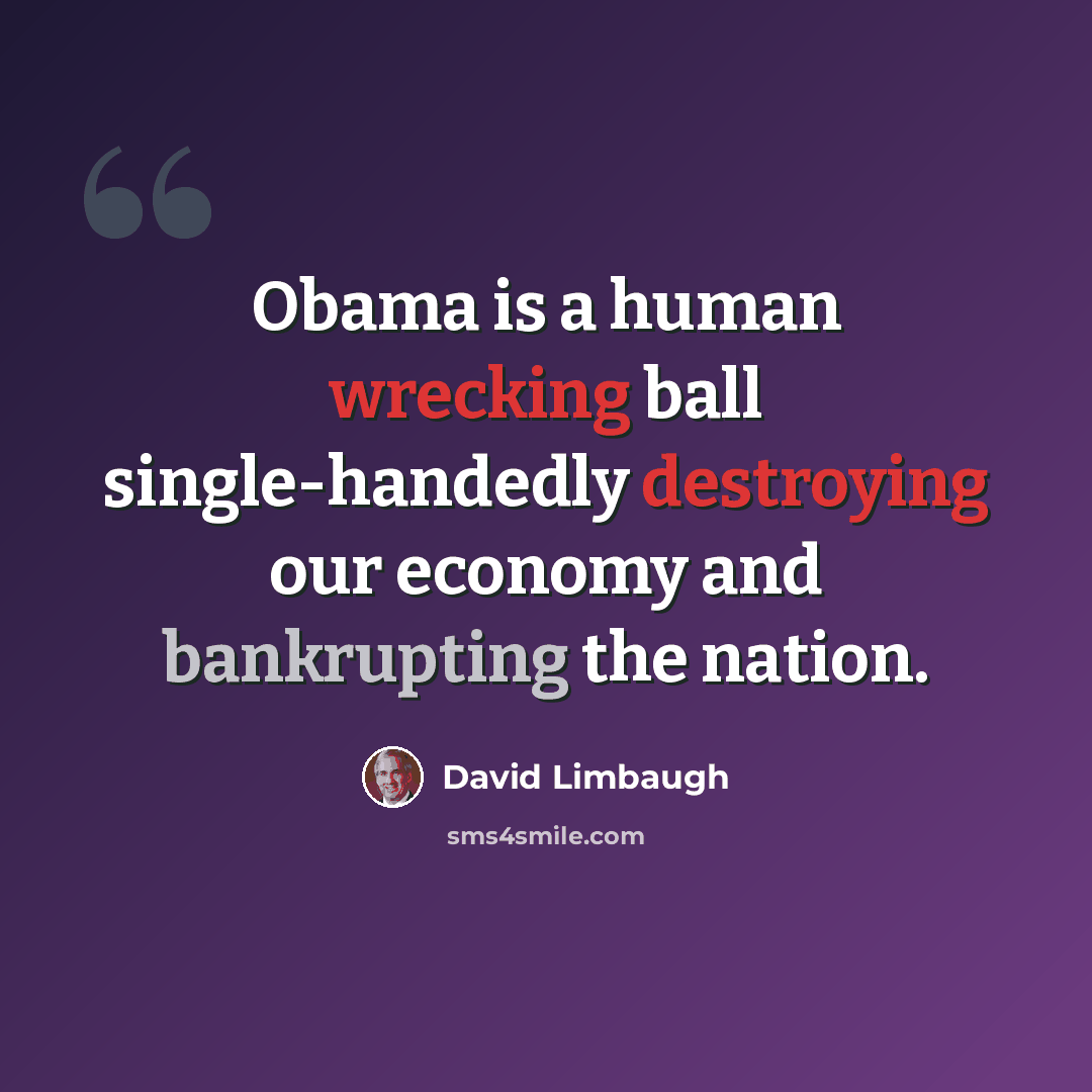 “Obama is a human wrecking ball single-handedly destroying our economy and bankrupting the nation.” quote by David Limbaugh