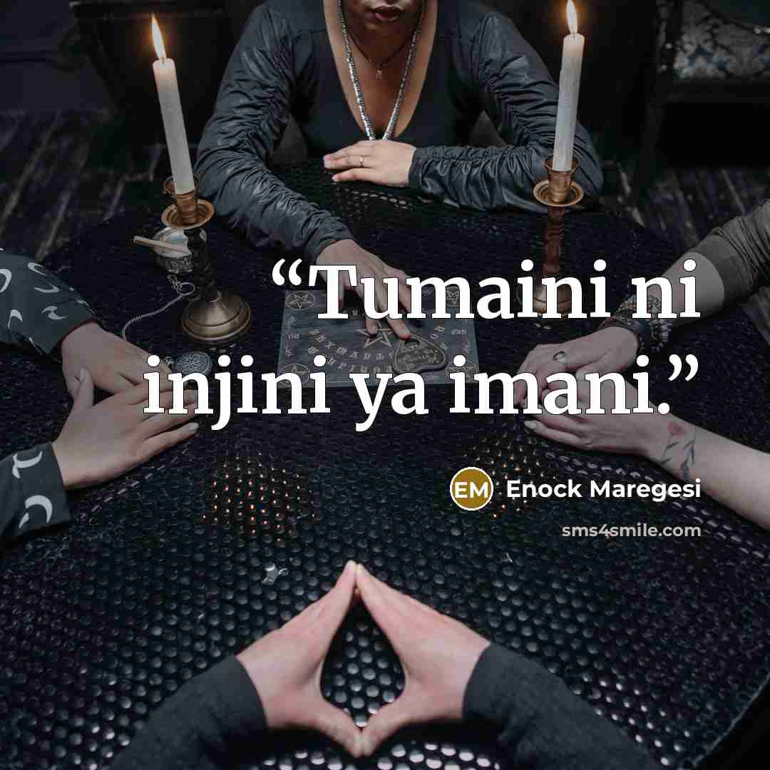 “Tumaini ni injini ya imani.” quote by Enock Maregesi
