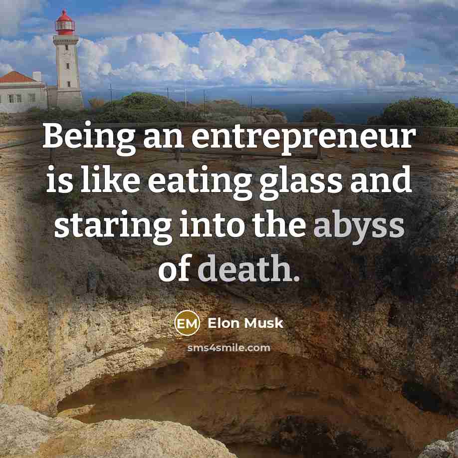 “Being an entrepreneur is like eating glass and staring into the abyss of death.” quote by Elon Musk