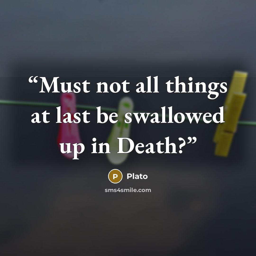 “Must not all things at last be swallowed up in Death?” quote by Plato