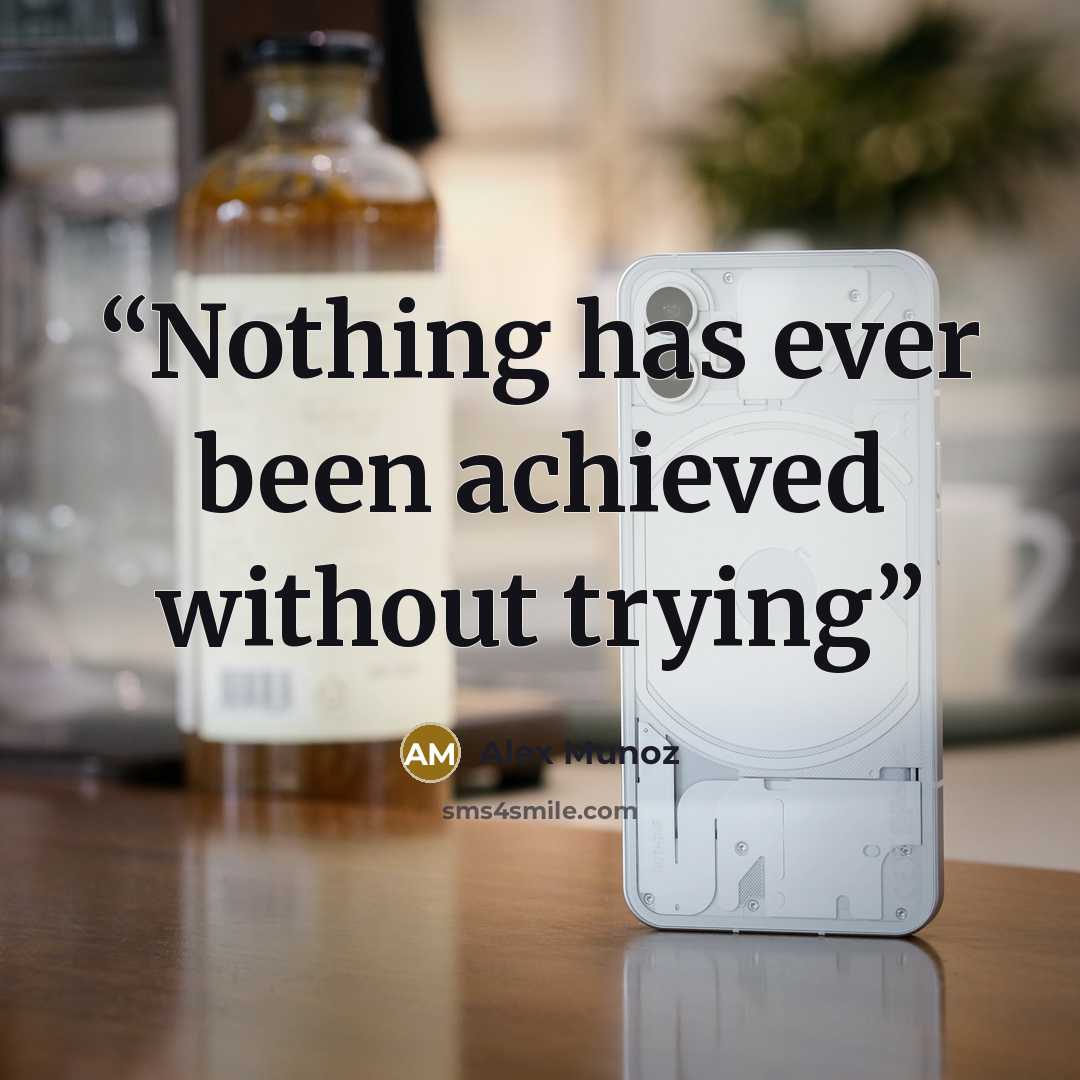 “Nothing has ever been achieved without trying” quote by Alex Munoz
