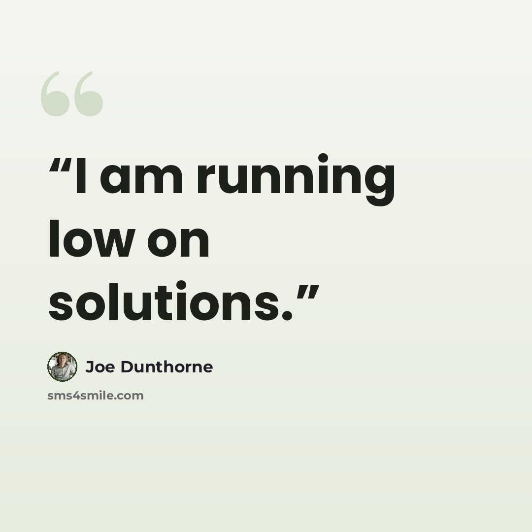 “I am running low on solutions.” quote by Joe Dunthorne
