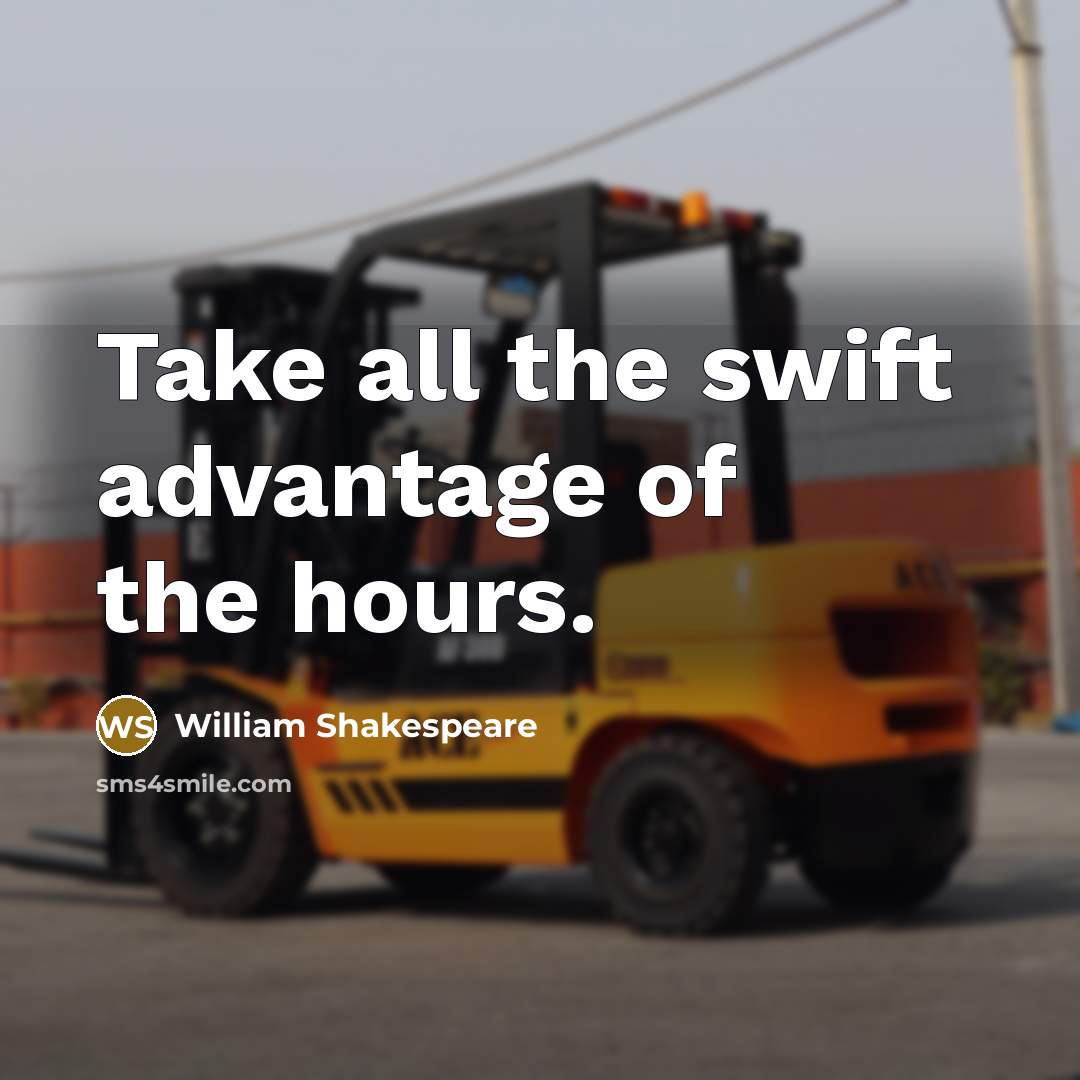 “Take all the swift advantage of the hours.” quote by William Shakespeare