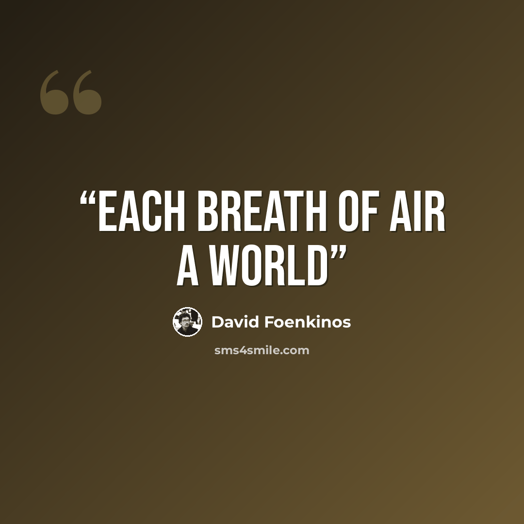 “Each breath of air a world” quote by David Foenkinos