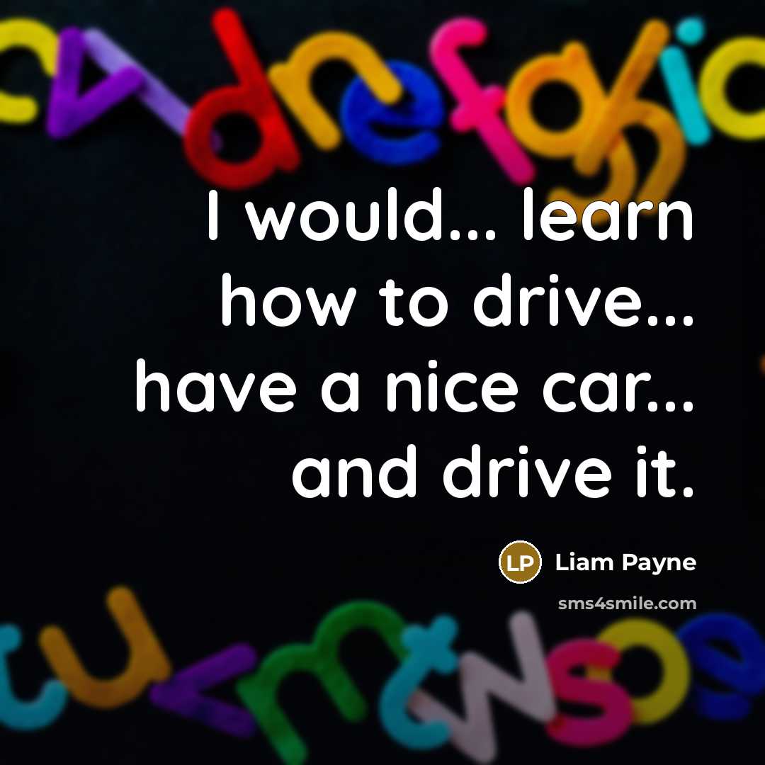 “I would... learn how to drive... have a nice car... and drive it.” quote by Liam Payne