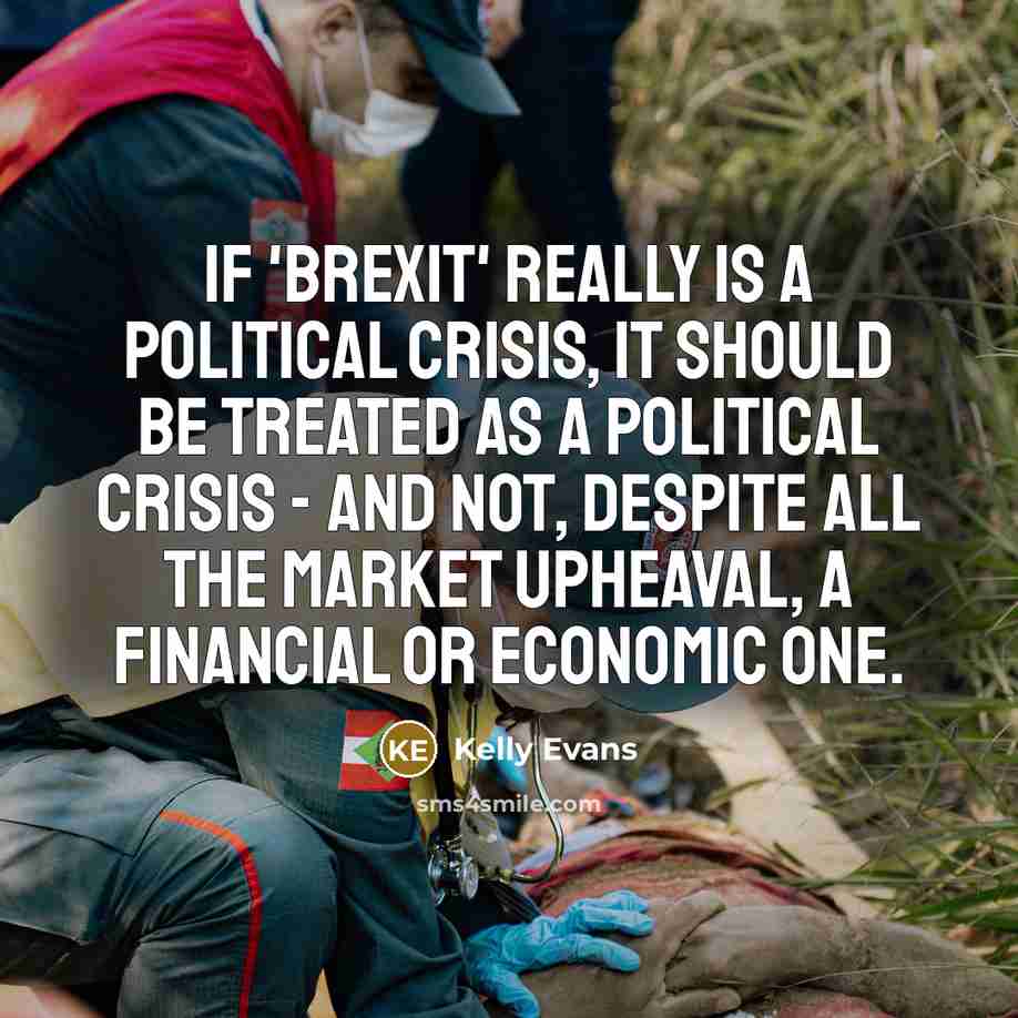 “If 'Brexit' really is a political crisis, it should be treated as a political crisis - and not, despite all the market upheaval, a financial or economic one.” quote by Kelly Evans