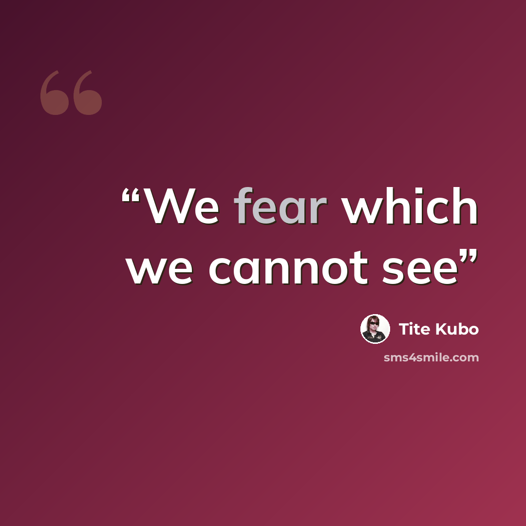 “We fear which we cannot see” quote by Tite Kubo