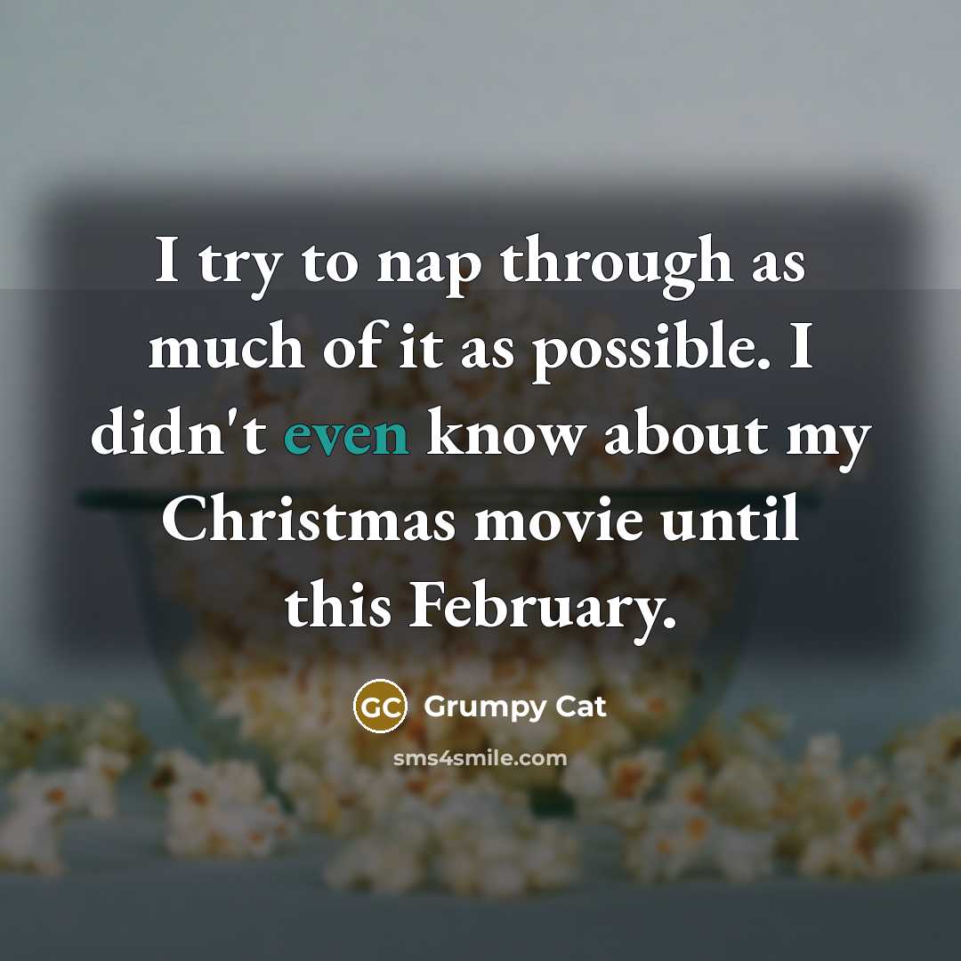 “I try to nap through as much of it as possible. I didn't even know about my Christmas movie until this February.” quote by Grumpy Cat