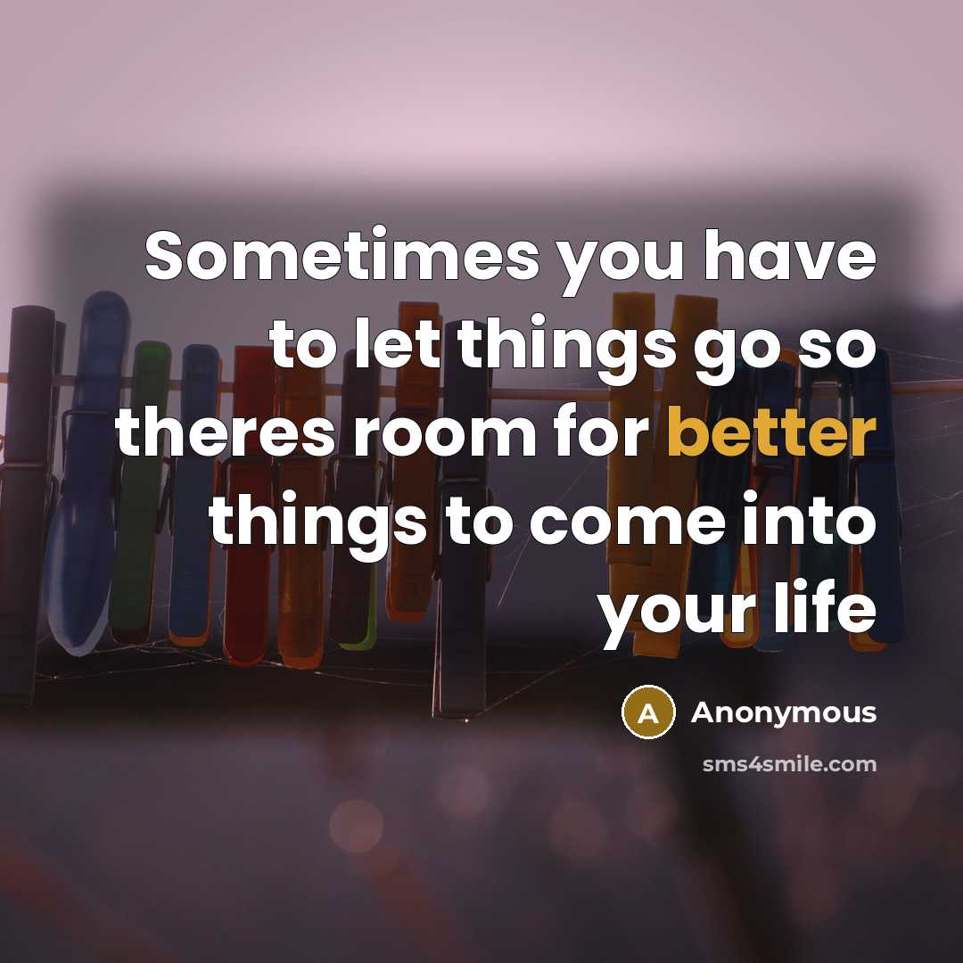 “Sometimes you have to let things go so theres room for better things to come into your life” quote by Anonymous