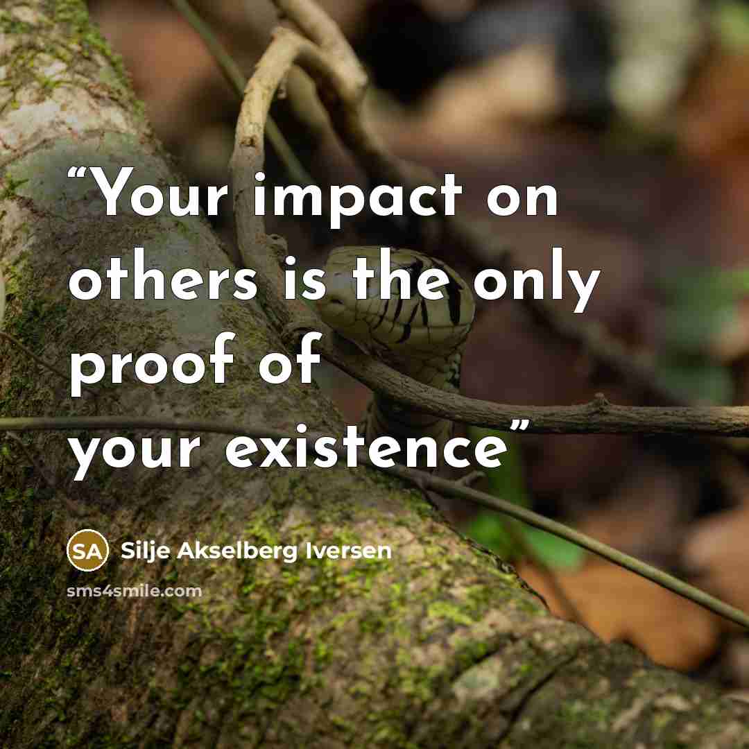 “Your impact on others is the only proof of your existence” quote by Silje Akselberg Iversen
