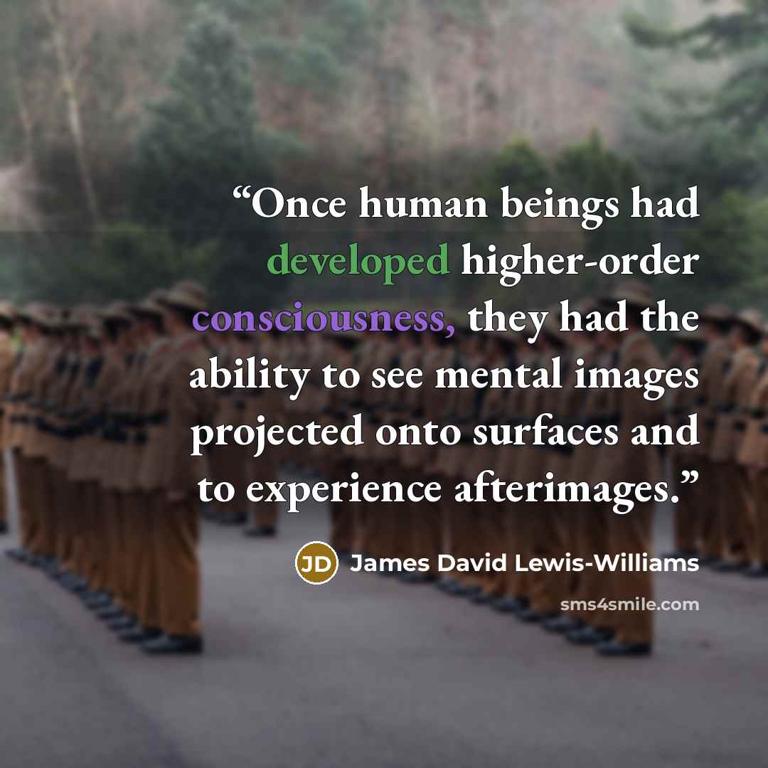 “Once human beings had developed higher-order consciousness, they had the ability to see mental images projected onto surfaces and to experience afterimages.” quote by James David Lewis-Williams