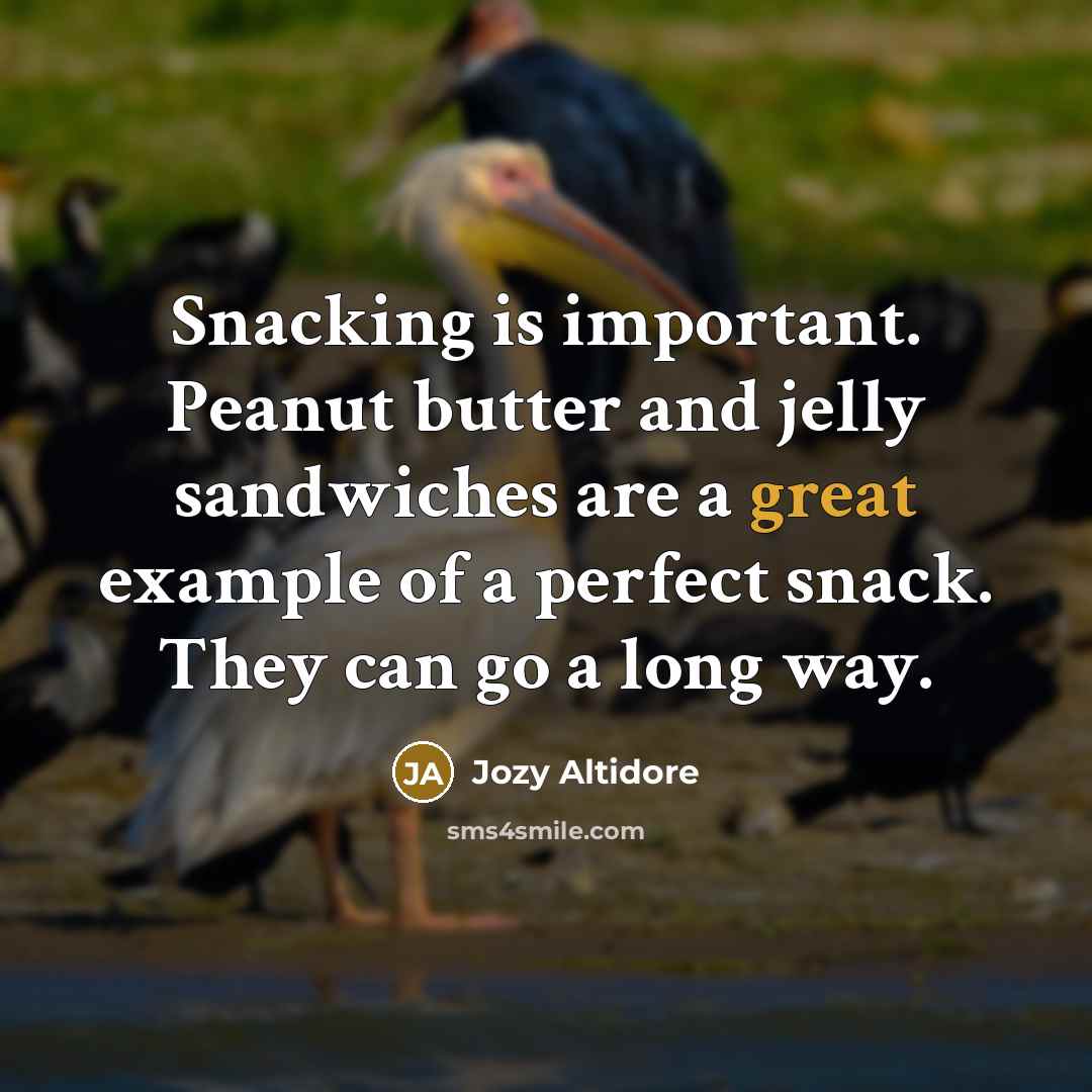 “Snacking is important. Peanut butter and jelly sandwiches are a great example of a perfect snack. They can go a long way.” quote by Jozy Altidore