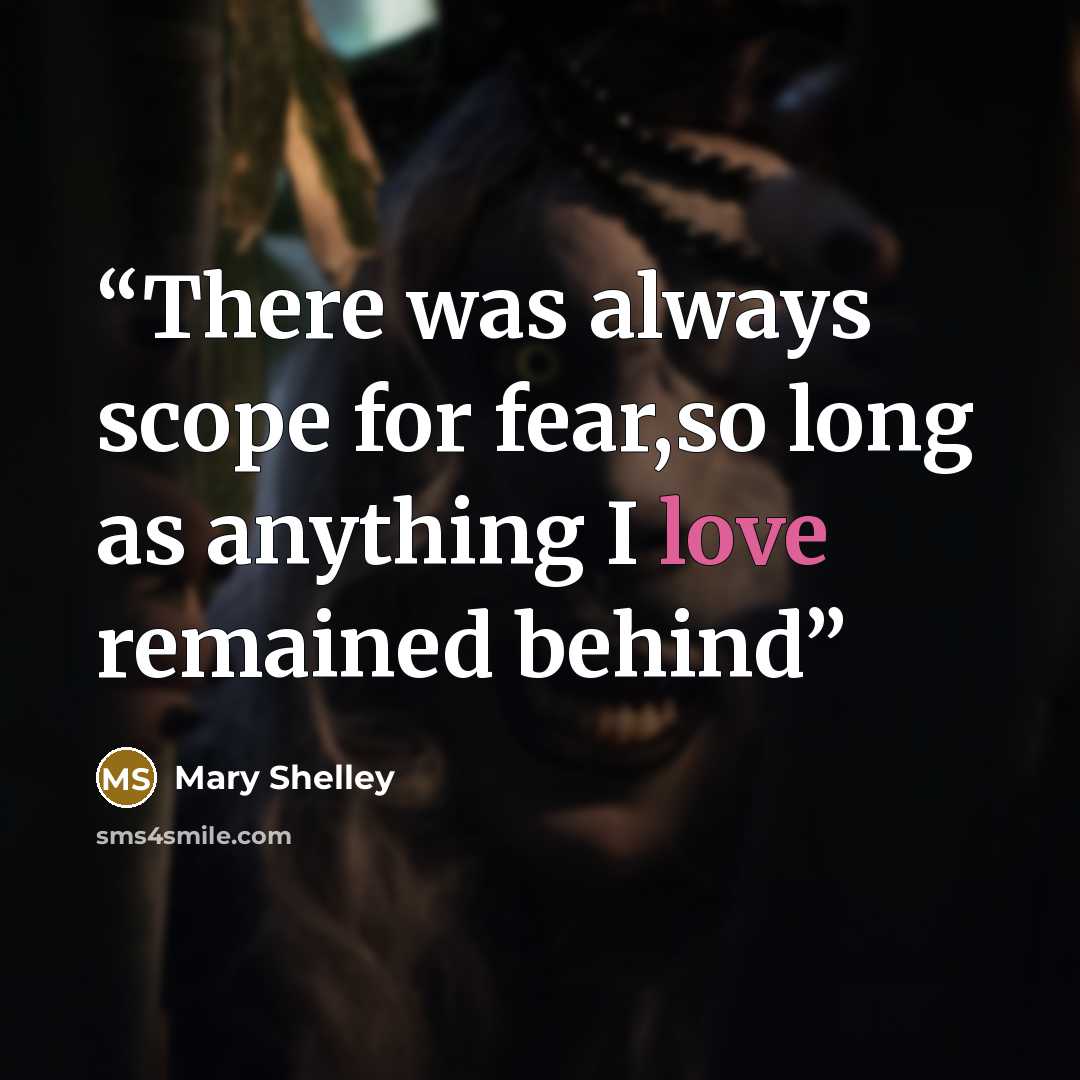 “There was always scope for fear,so long as anything I love remained behind” quote by Mary Shelley