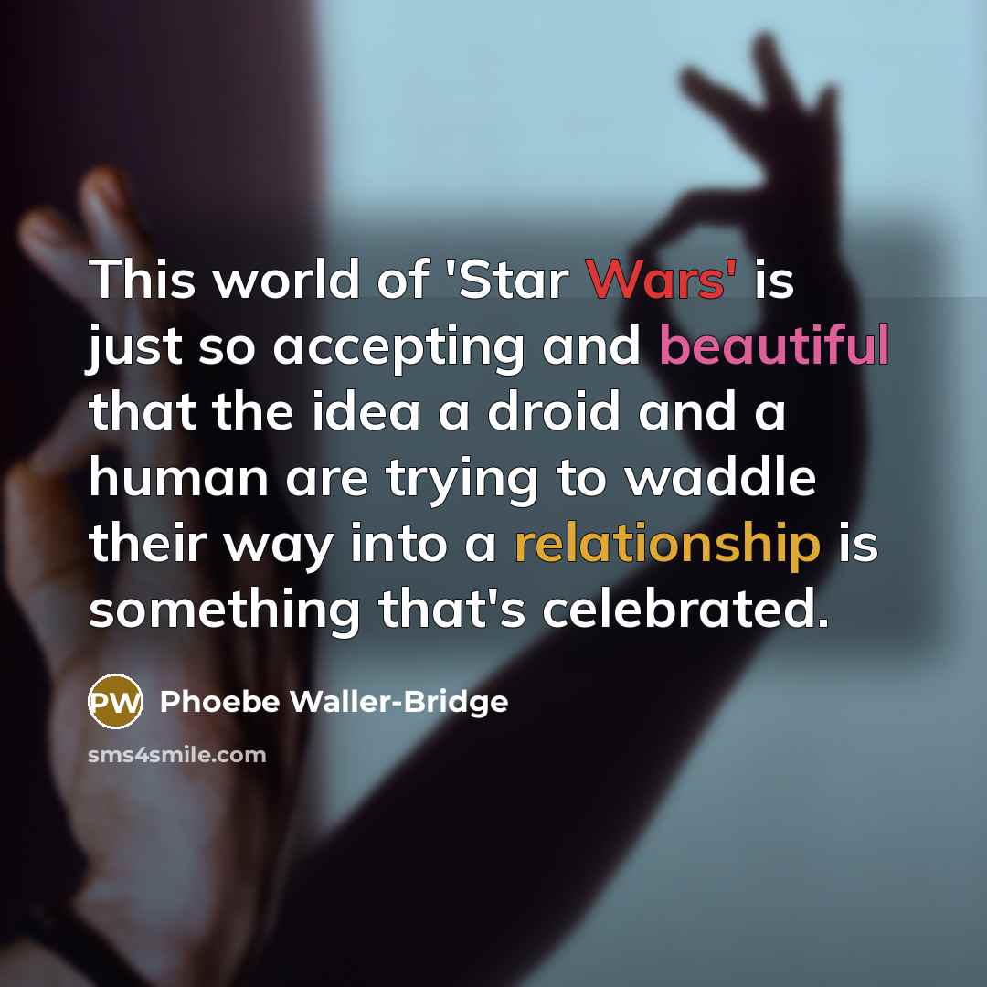 “This world of 'Star Wars' is just so accepting and beautiful that the idea a droid and a human are trying to waddle their way into a relationship is something that's celebrated.” quote by Phoebe Waller-Bridge