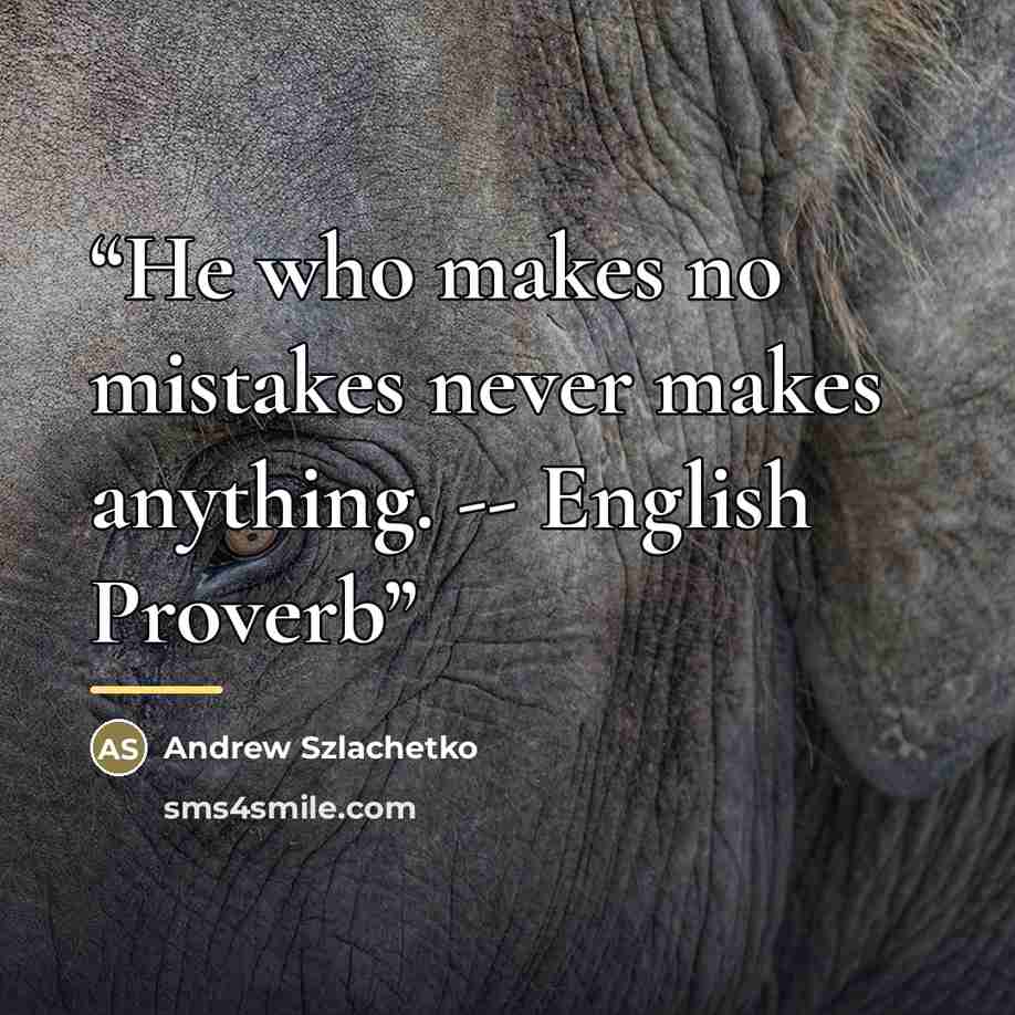“He who makes no mistakes never makes anything. -- English Proverb” quote by Andrew Szlachetko