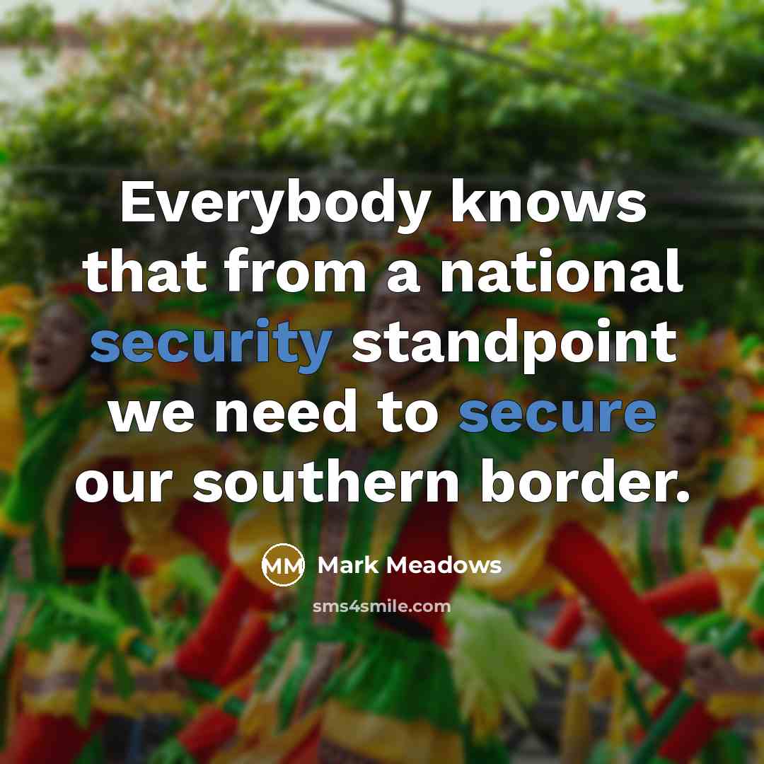 “Everybody knows that from a national security standpoint we need to secure our southern border.” quote by Mark Meadows