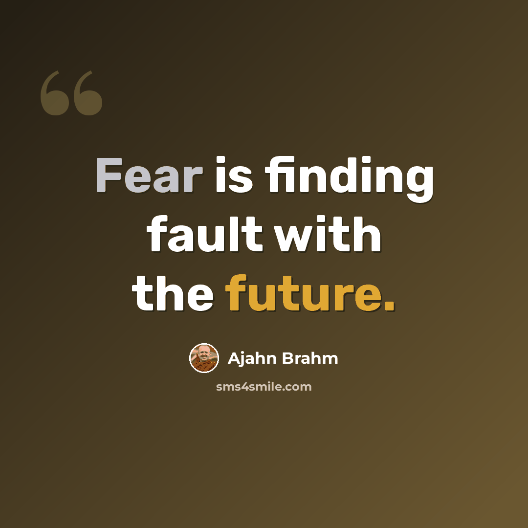 “Fear is finding fault with the future.” quote by Ajahn Brahm