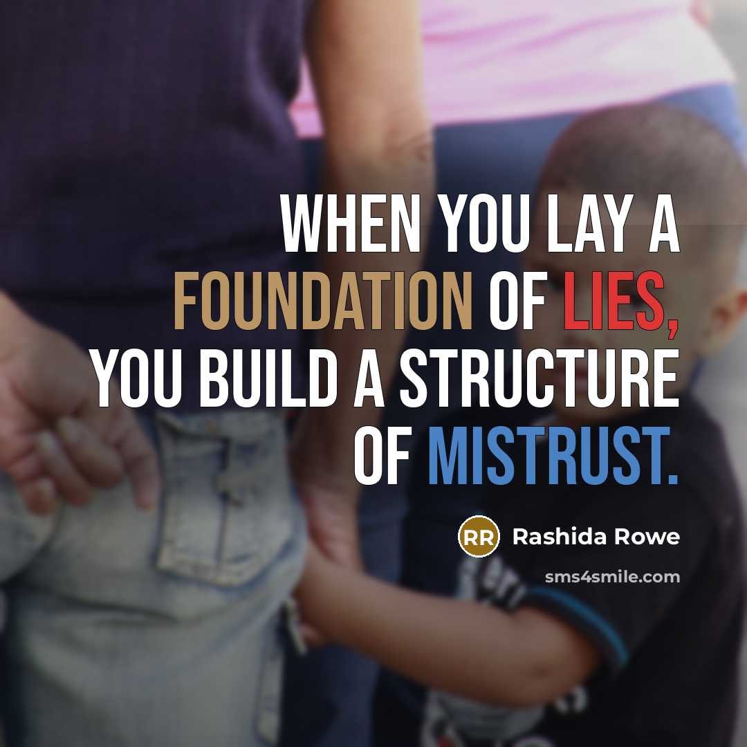 “When you lay a foundation of lies, you build a structure of mistrust.” quote by Rashida Rowe