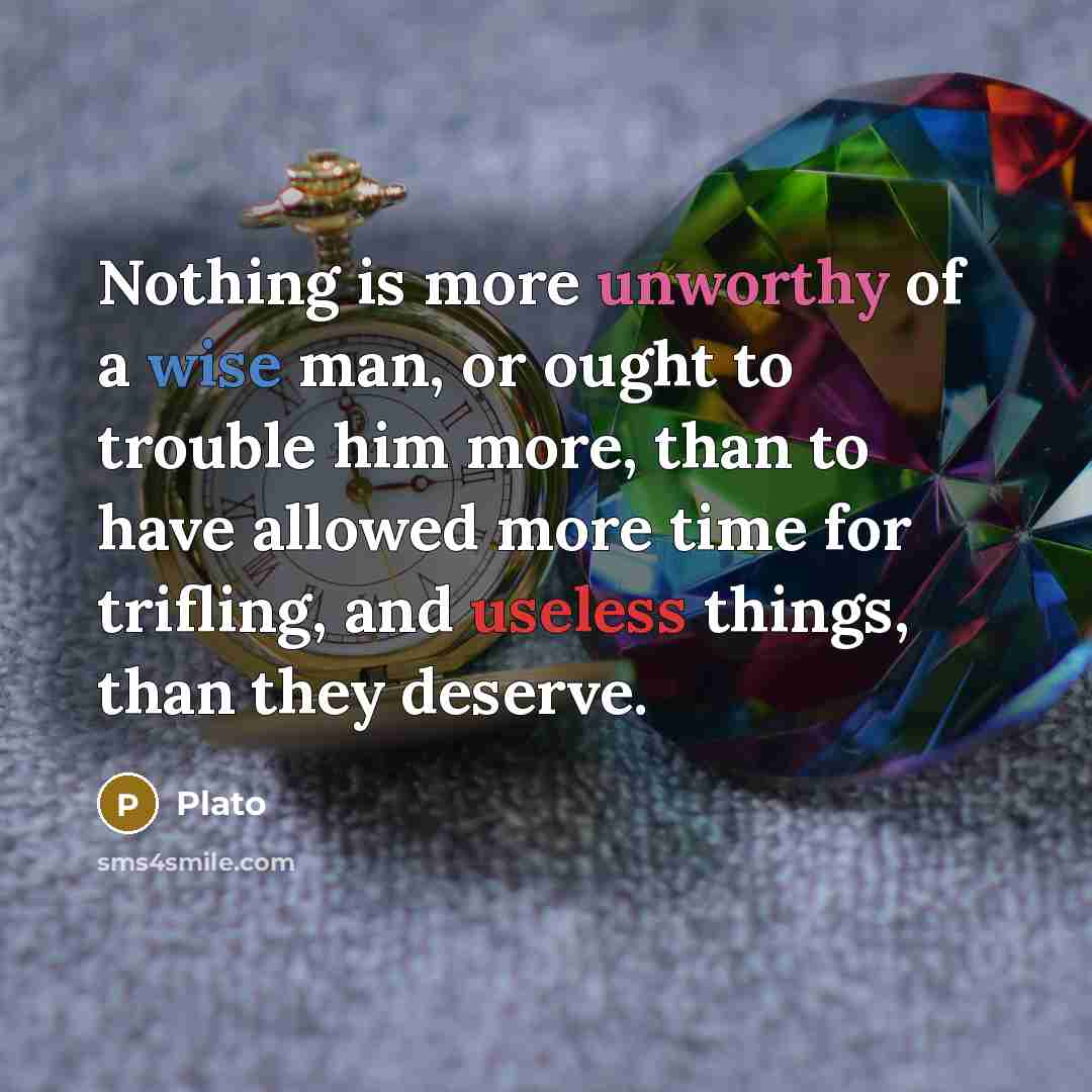 “Nothing is more unworthy of a wise man, or ought to trouble him more, than to have allowed more time for trifling, and useless things, than they deserve.” quote by Plato