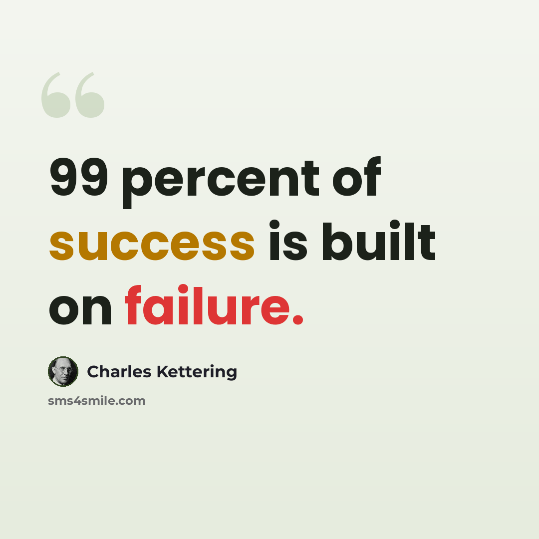 “99 percent of success is built on failure.” quote by Charles Kettering