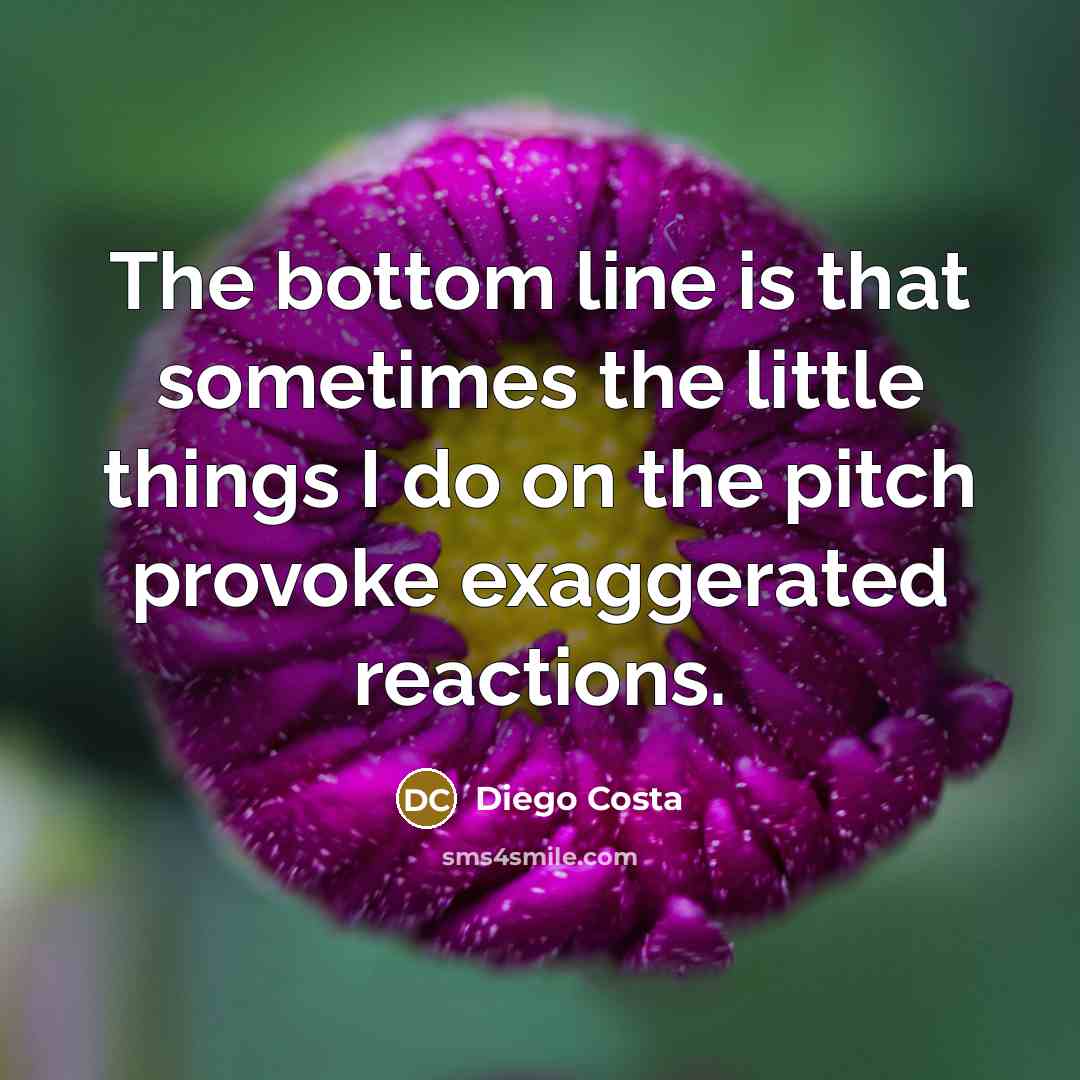 “The bottom line is that sometimes the little things I do on the pitch provoke exaggerated reactions.” quote by Diego Costa