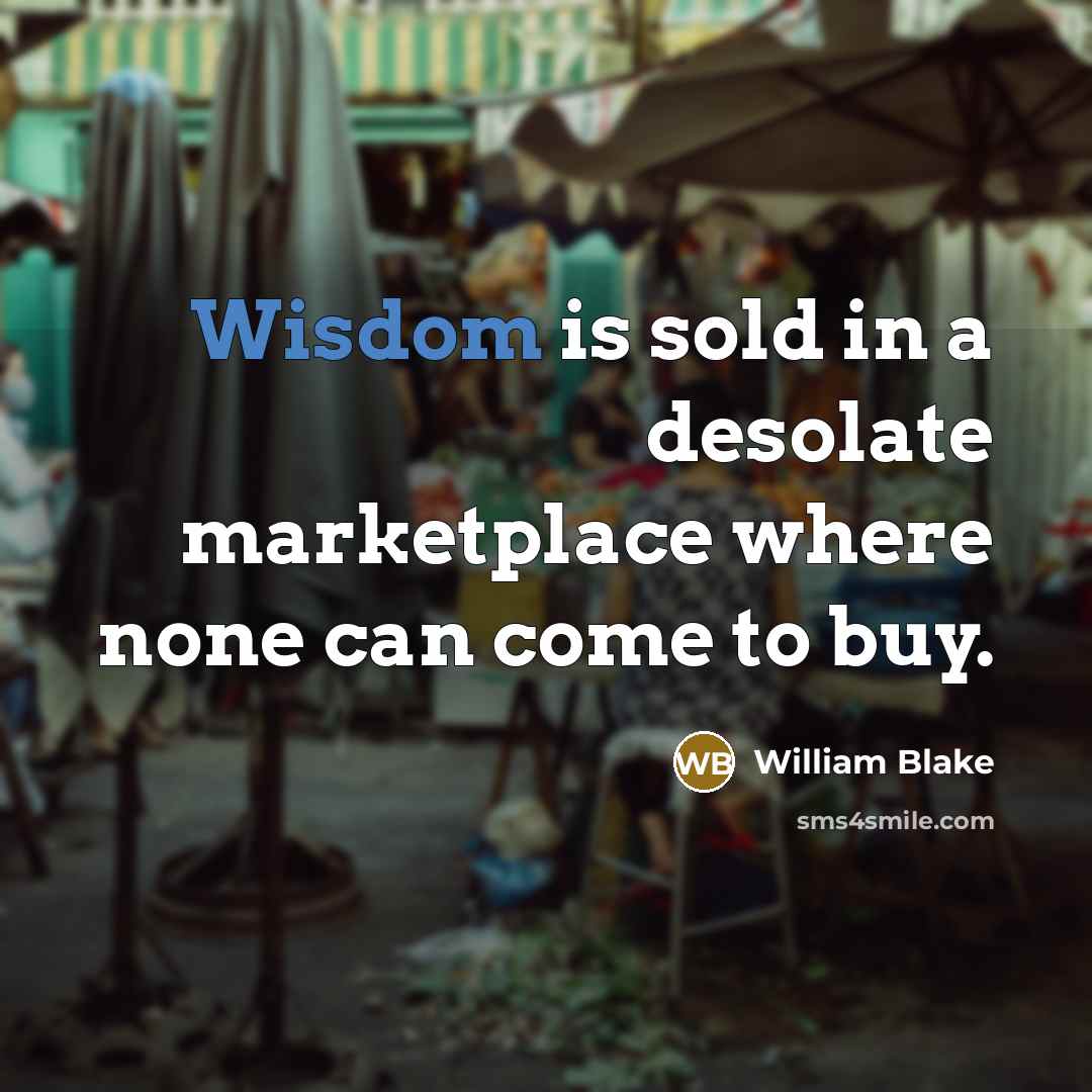 “Wisdom is sold in a desolate marketplace where none can come to buy.” quote by William Blake